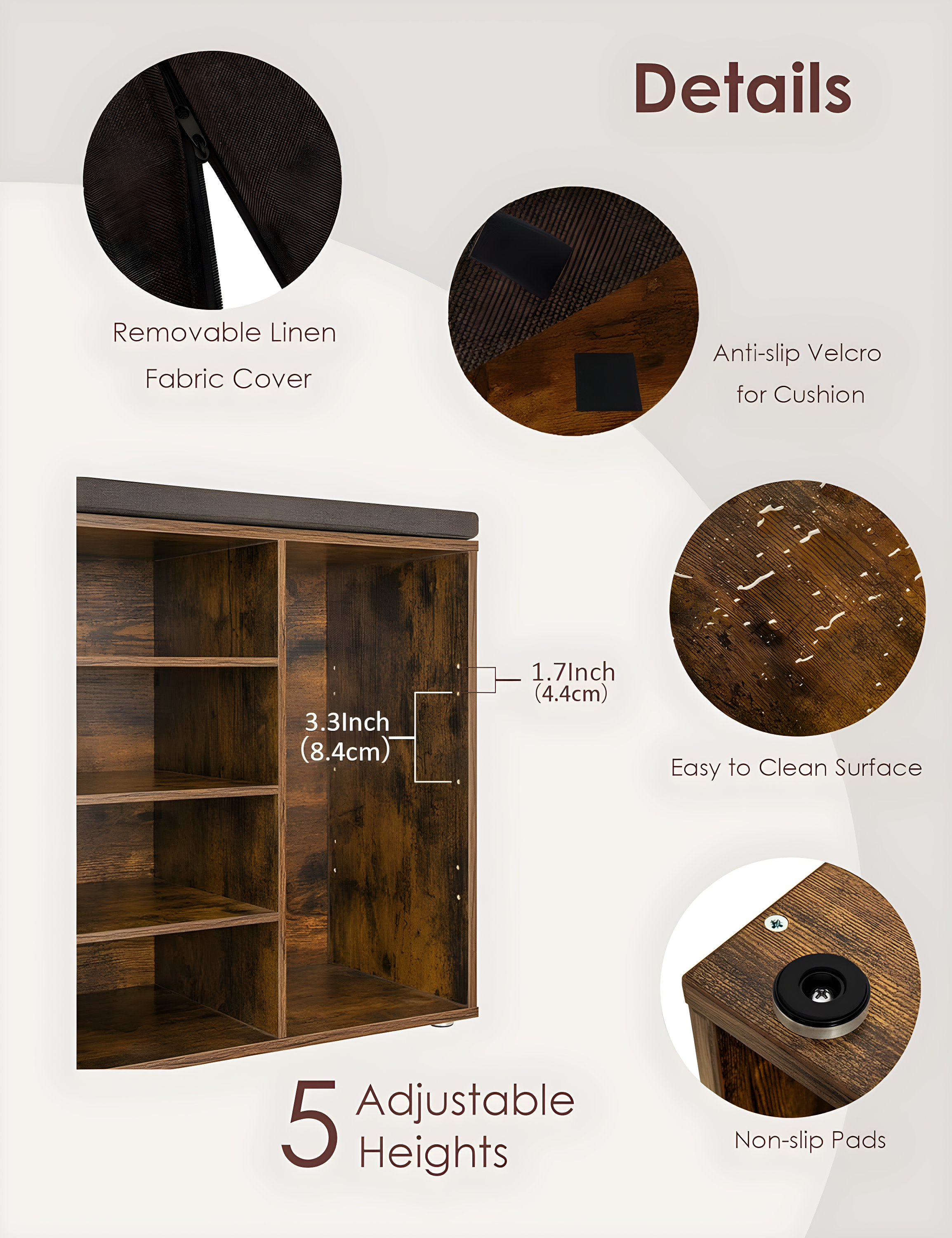 Shoe Organizer for Entryway, Storage Bench with Cushion