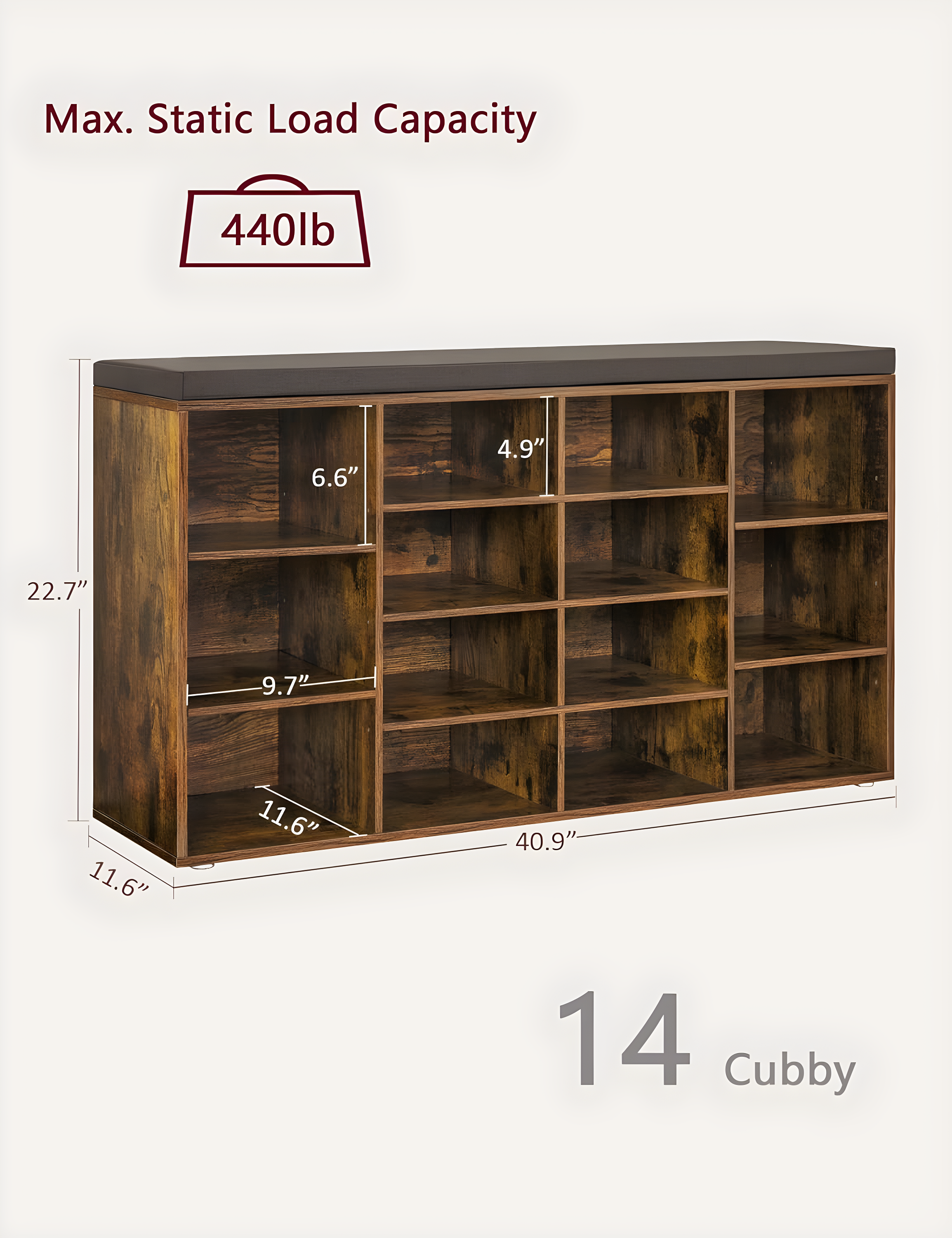 Shoe Organizer for Entryway, Storage Bench with Cushion