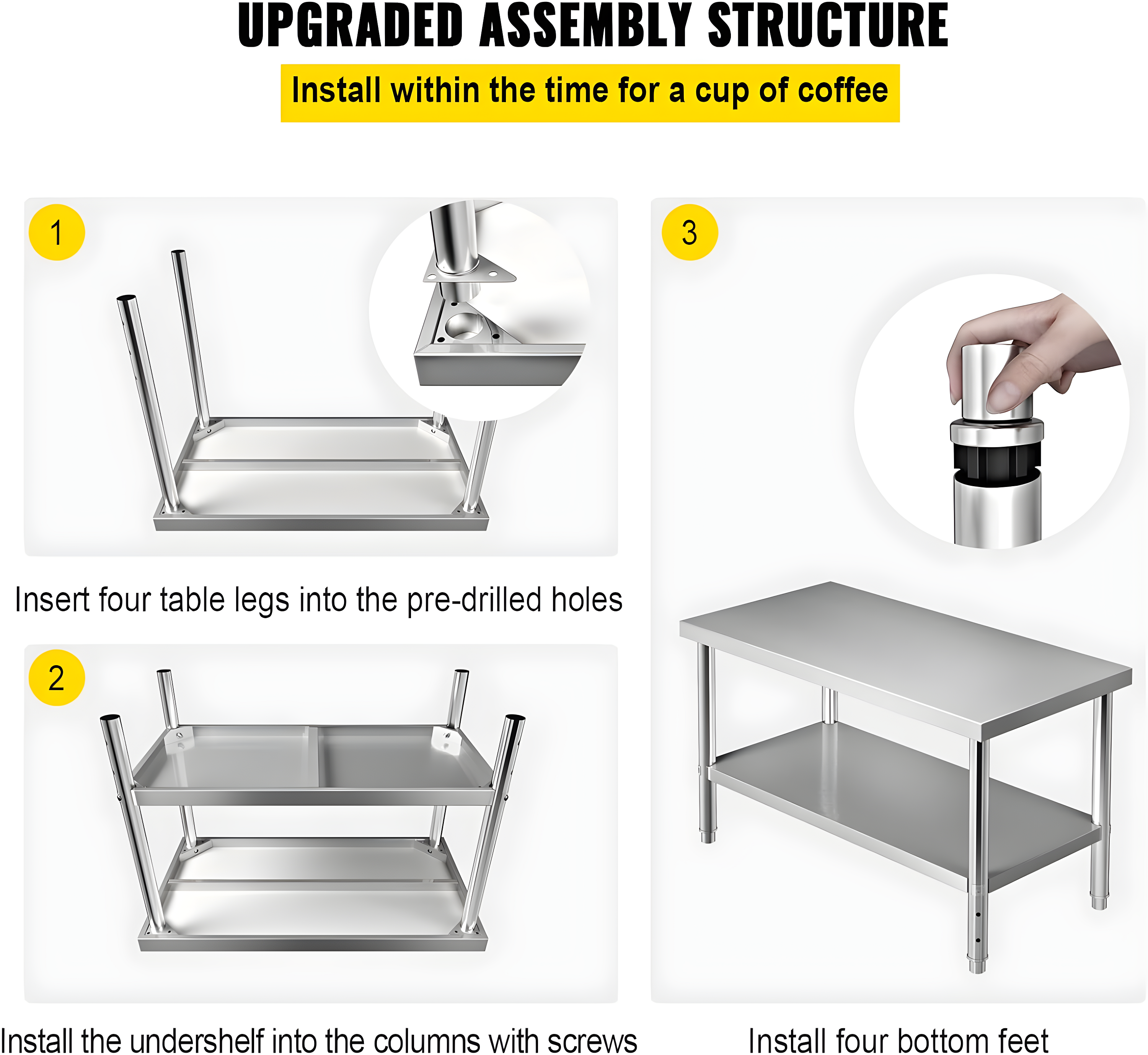 Prep & Savour Demnan Metal Top Workbench