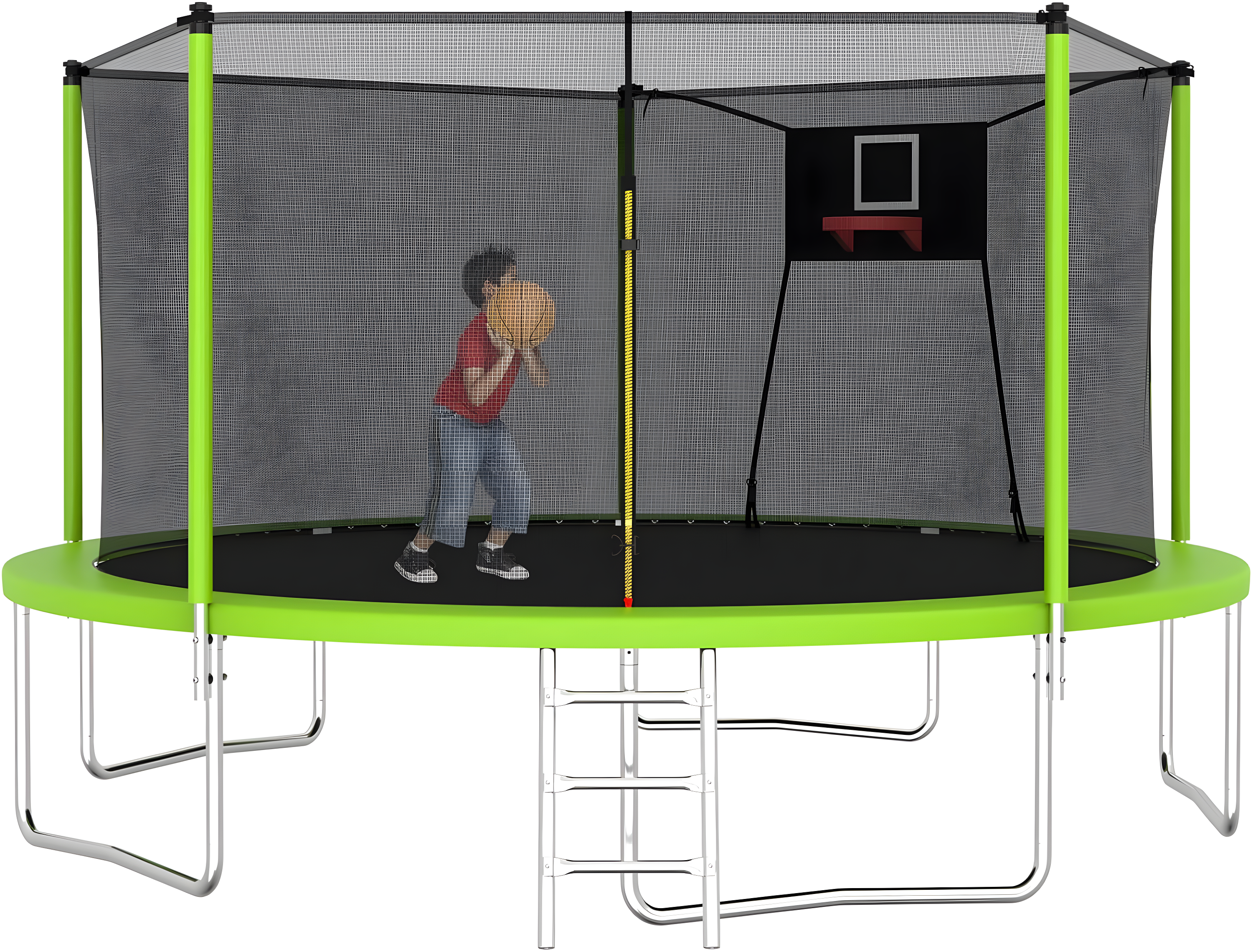 1000 LBS 14FT Outdoor Trampoline with Basketball Hoop & Safety Enclosure Net - ASTM Approved, Heavy-Duty Recreational Trampoline for Kids & Adults
