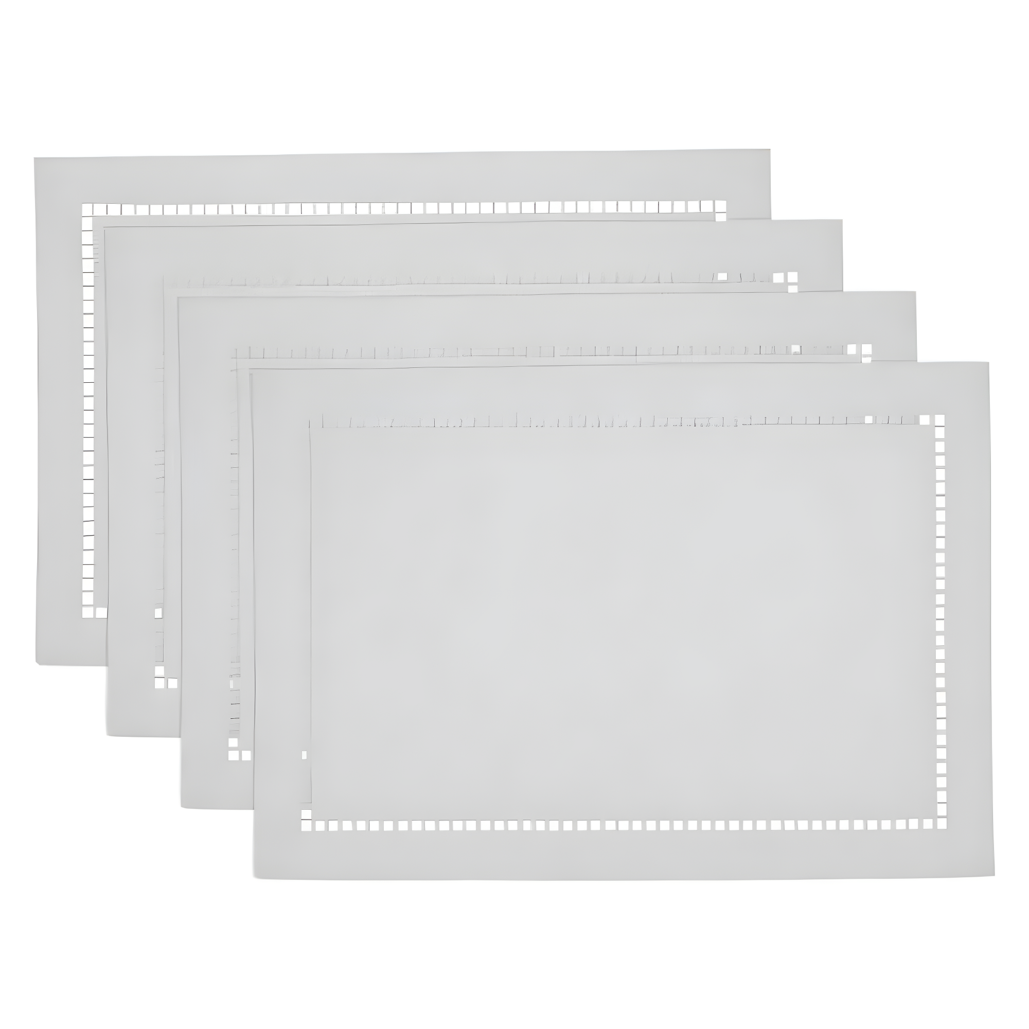 Saro Lifestyle Placemats With Laser-Cut Hemstitch Design, White, (Set of 4 pcs)