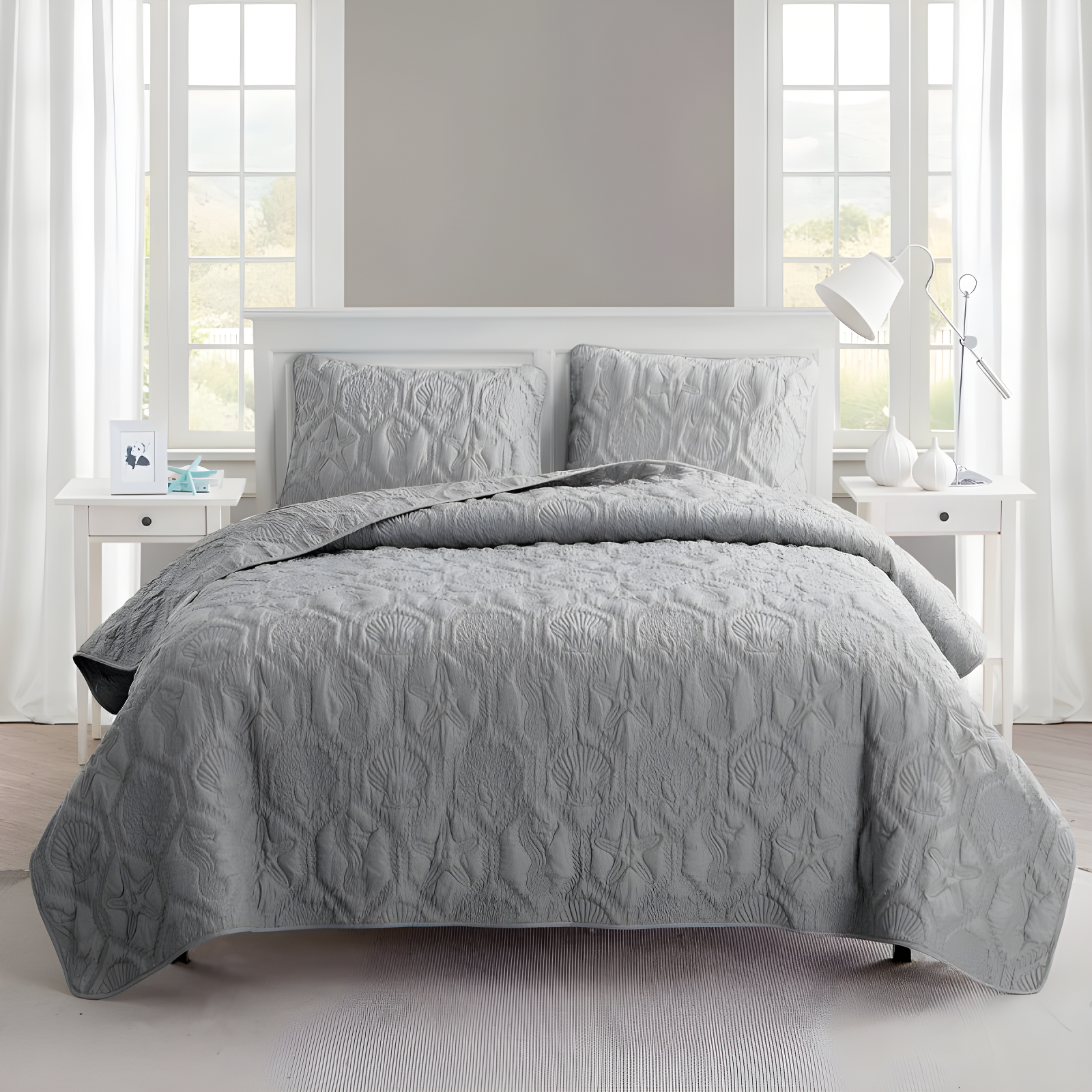 VCNY Shore 3-Piece Embossed Quilt Set