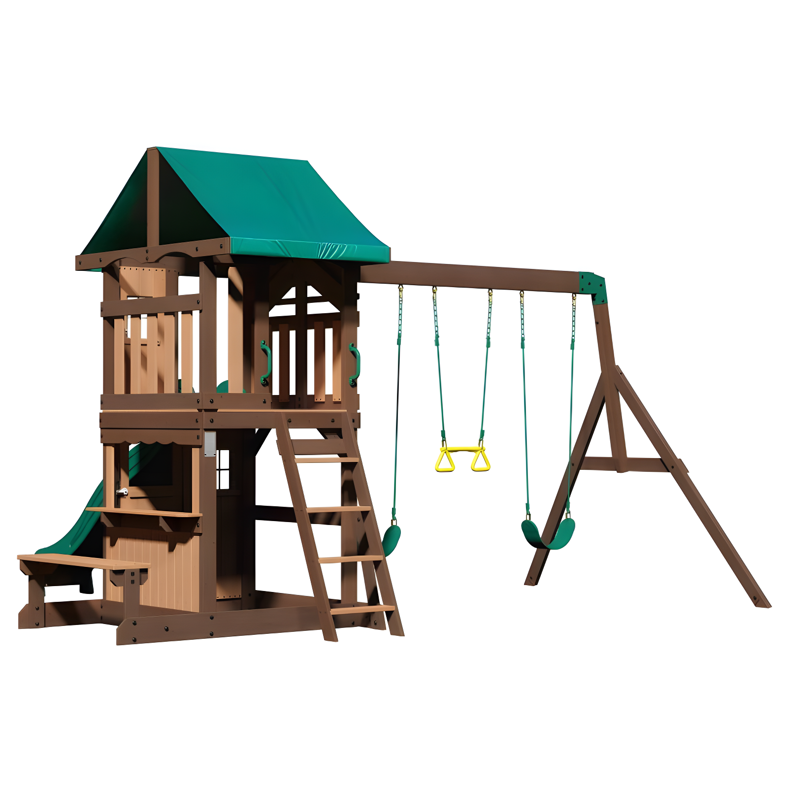 Backyard Discovery Backyard Discovery Lakewood Cedar Wood Swing Set with Wave Slide, Clubhouse, Playhouse, and Snack Bar Window