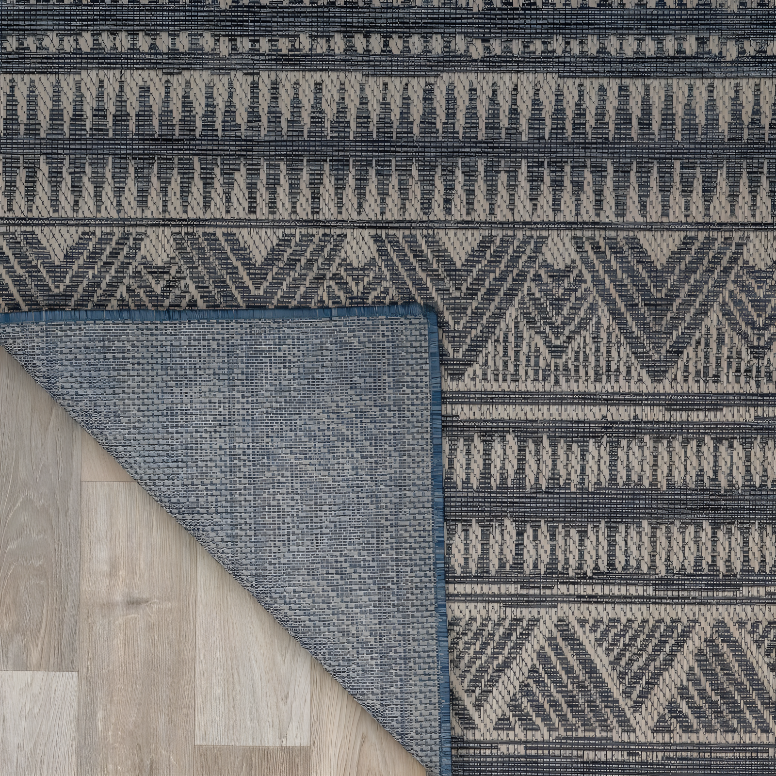 World Rug Gallery Bohemian Geometric Indoor/Outdoor Area Rug - Blue 5' x 7'