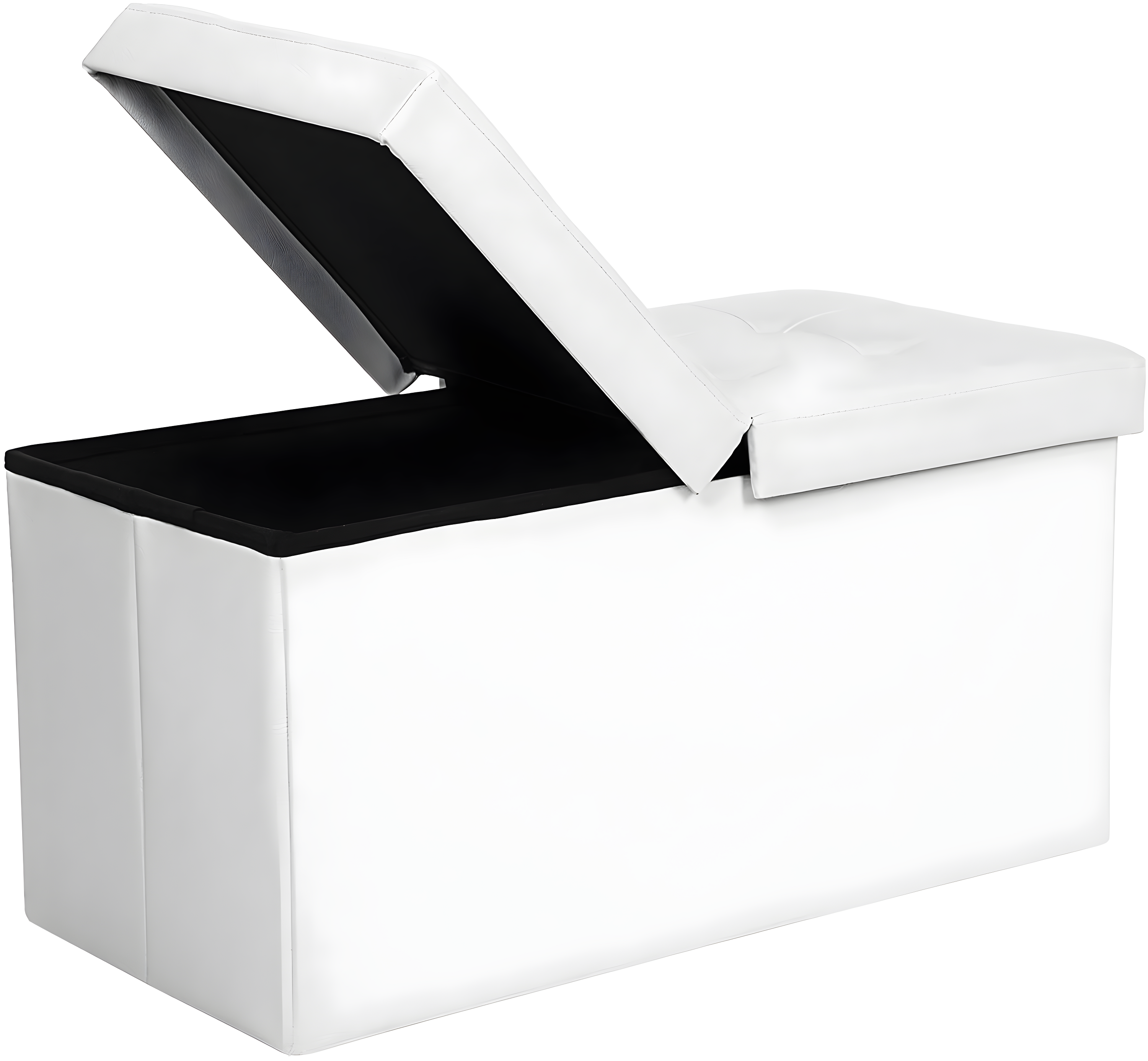 SONGMICS 30 Inches Folding Storage Ottoman Bench with Flipping Lid White