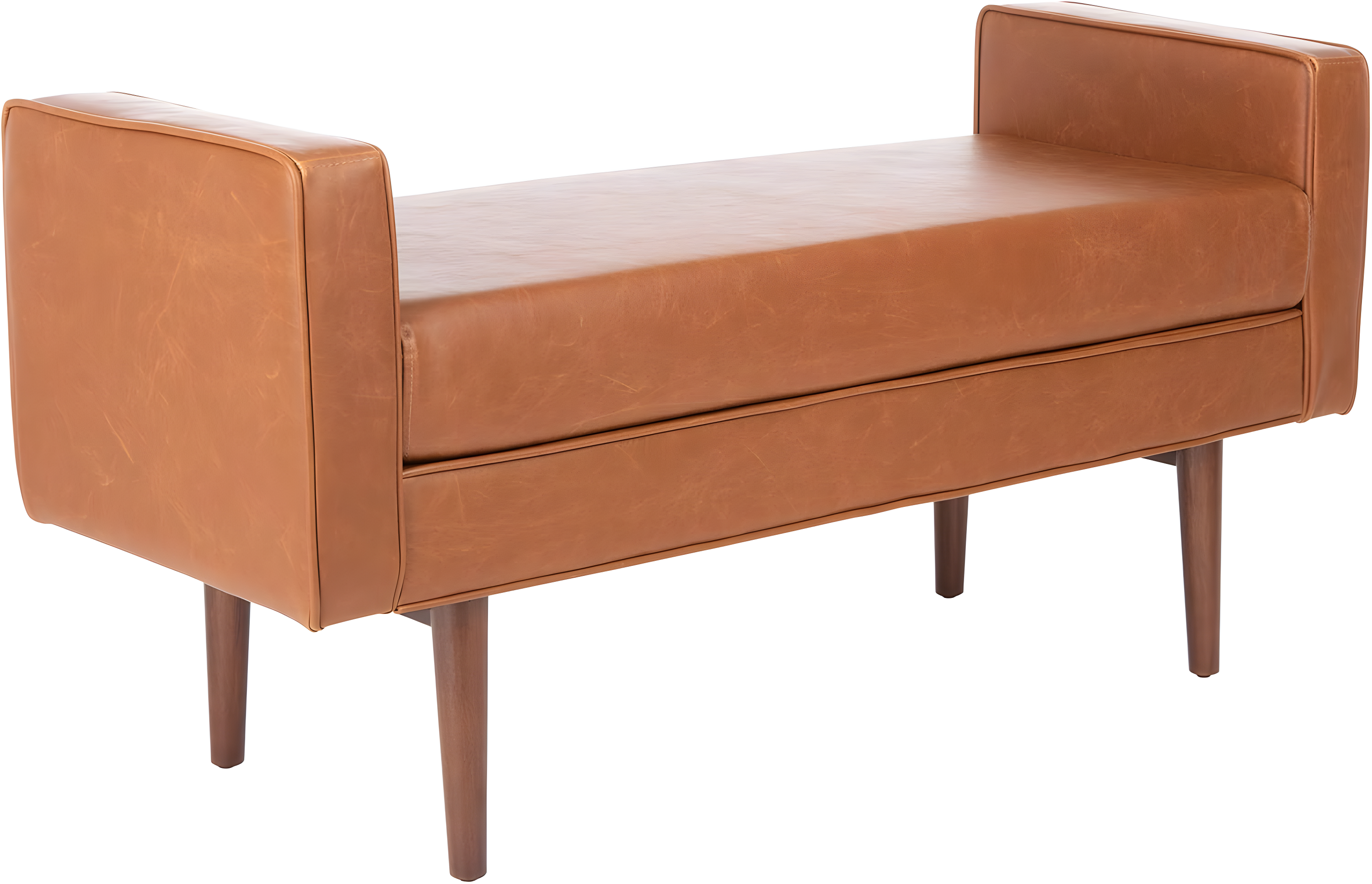 Henri Mid-Century Bench - Light Brown/Walnut - Safavieh