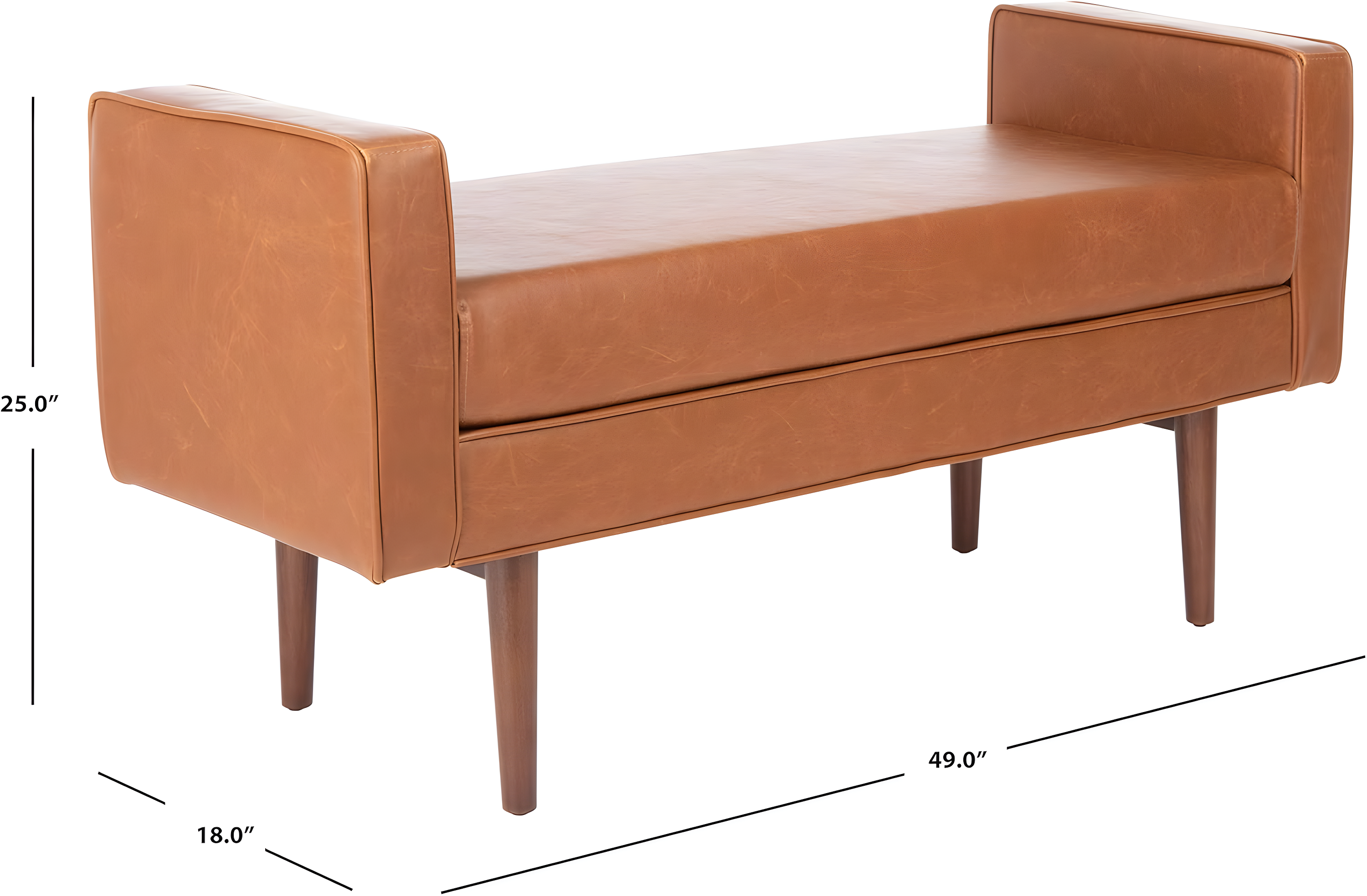 Henri Mid-Century Bench - Light Brown/Walnut - Safavieh