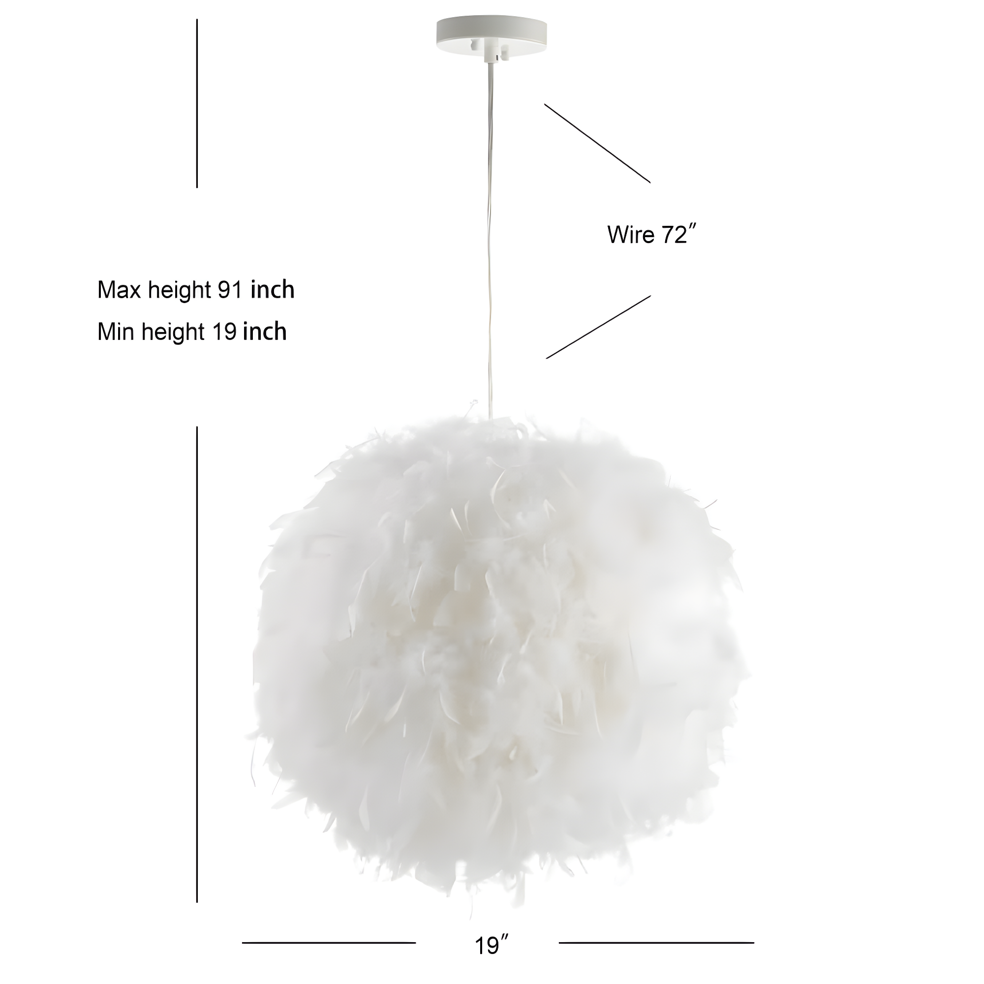 JONATHAN Y Stork 19" Feather Metal Adjustable LED Pendant, White
