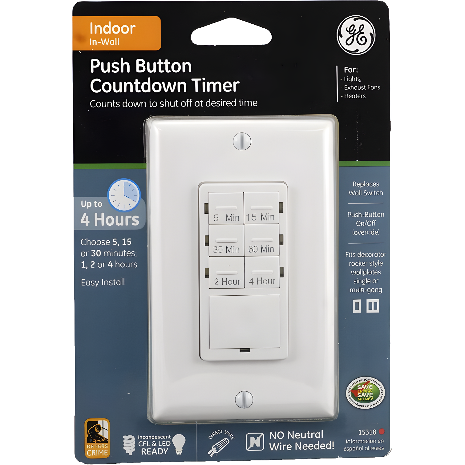 GE In-Wall 4-Hour Digital Countdown Timer