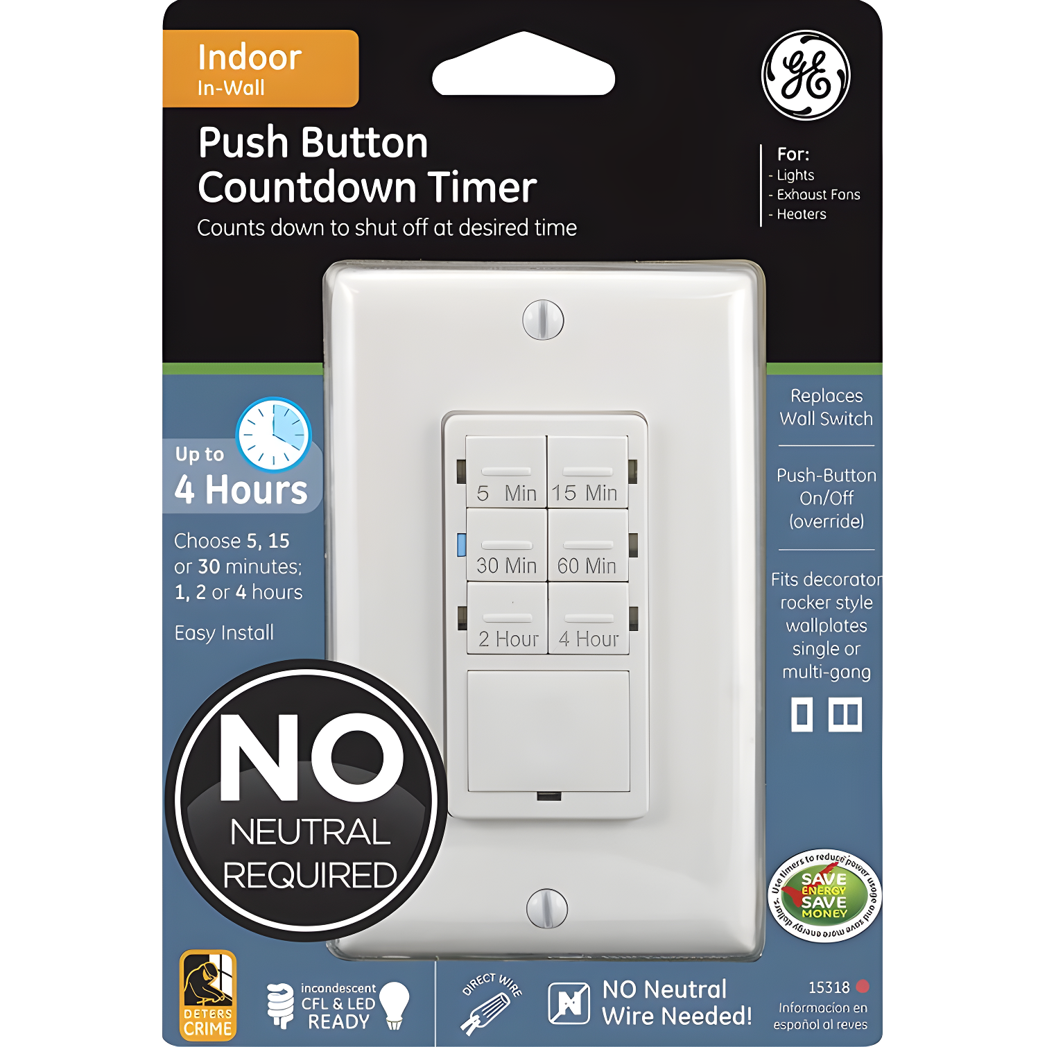 GE In-Wall 4-Hour Digital Countdown Timer
