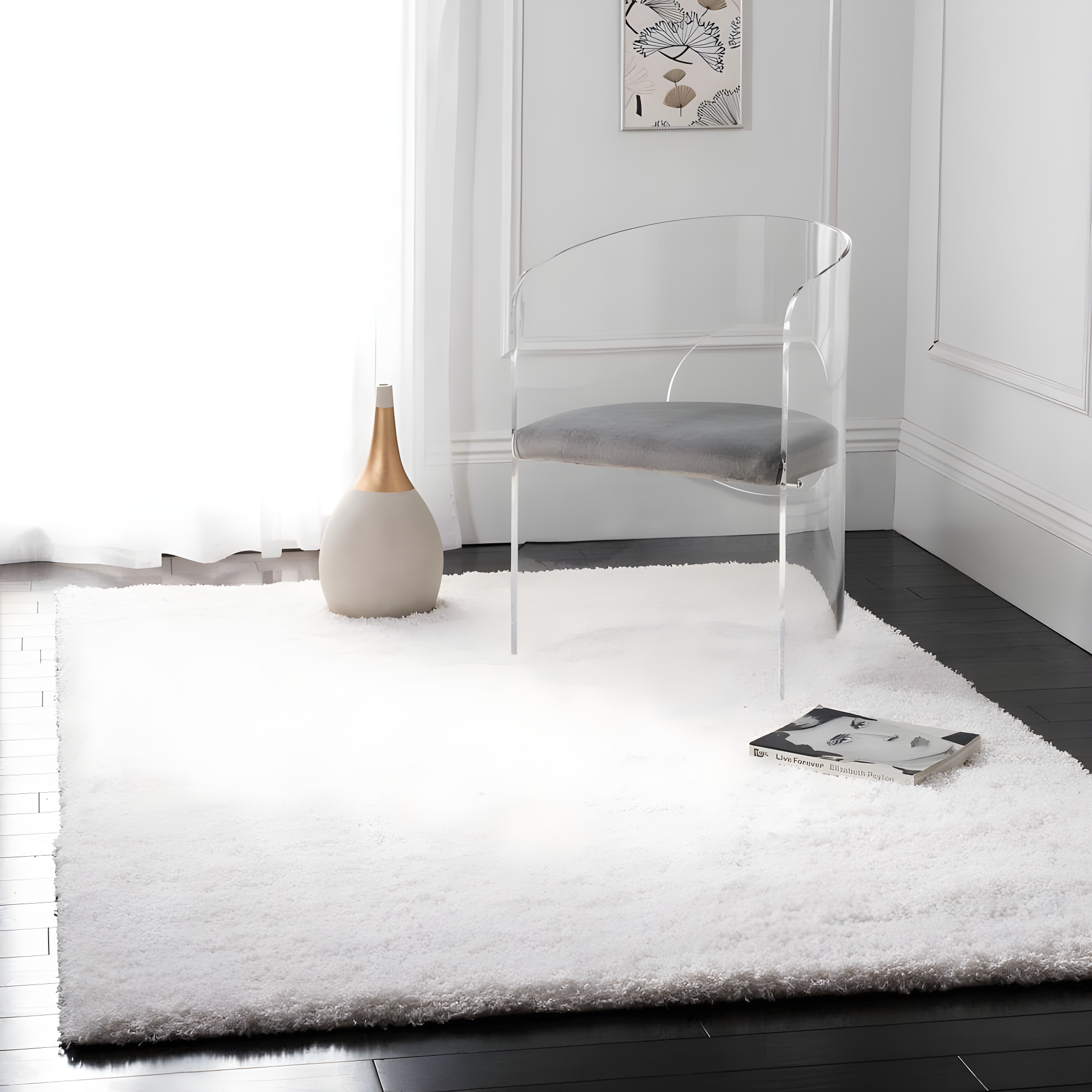 Shag SG151 Power Loomed Indoor Accent Rug - White - 2'3"x5' - Safavieh.