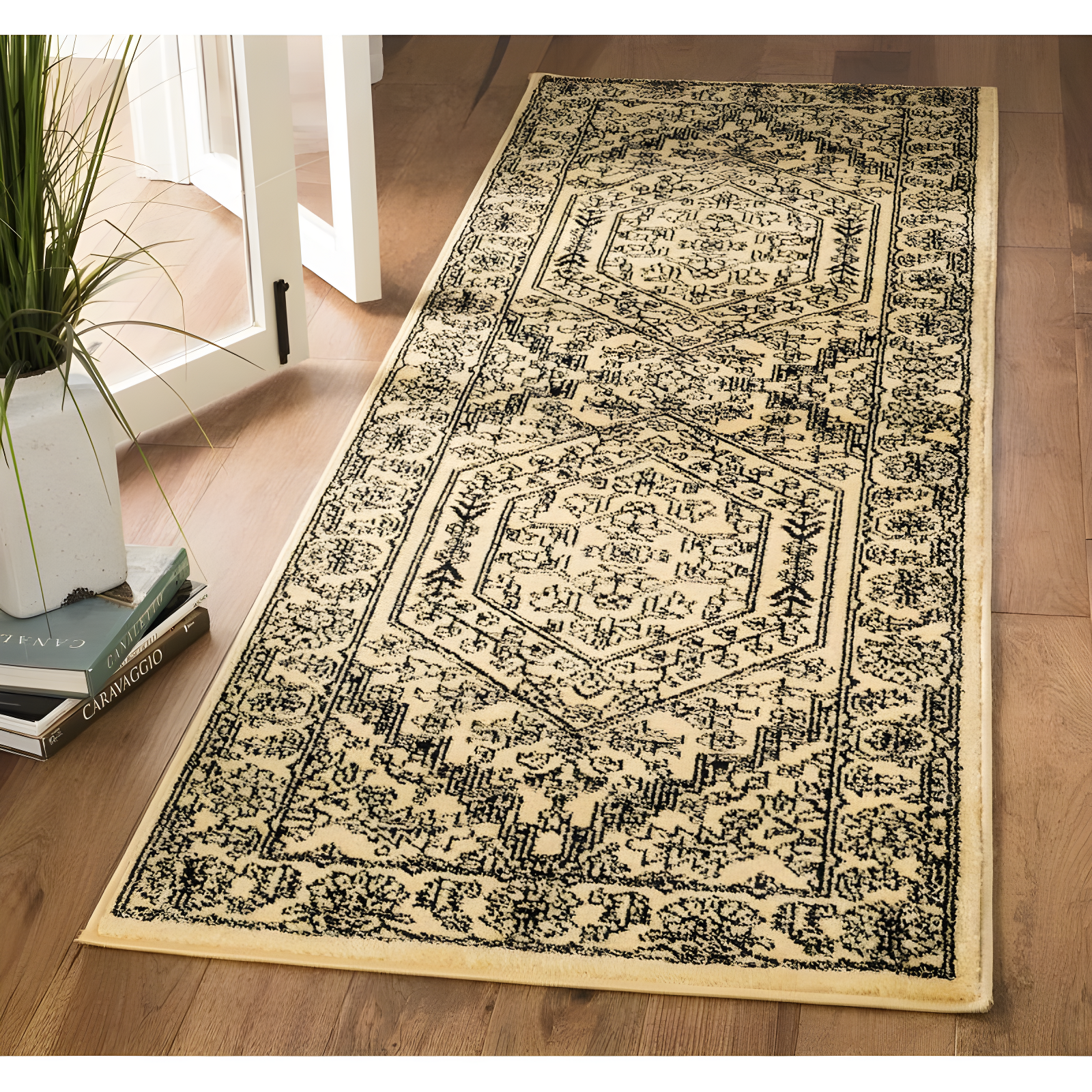 Adirondack ADR108 Power Loomed Runner Rug - Gold/Black - 2'6"x12' - Safavieh.