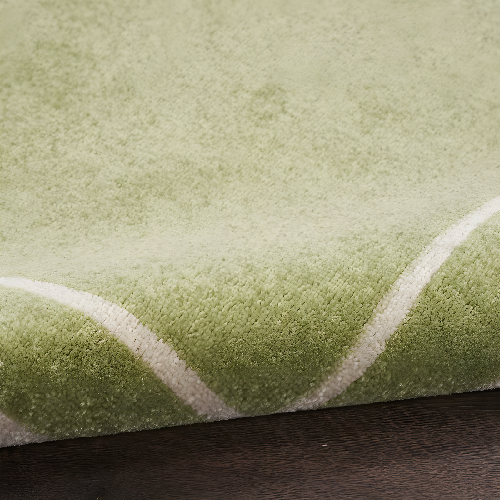 Nourison Essentials Solid Bordered Low Pile Indoor Outdoor Area Rug 4' x 6' Green Ivory