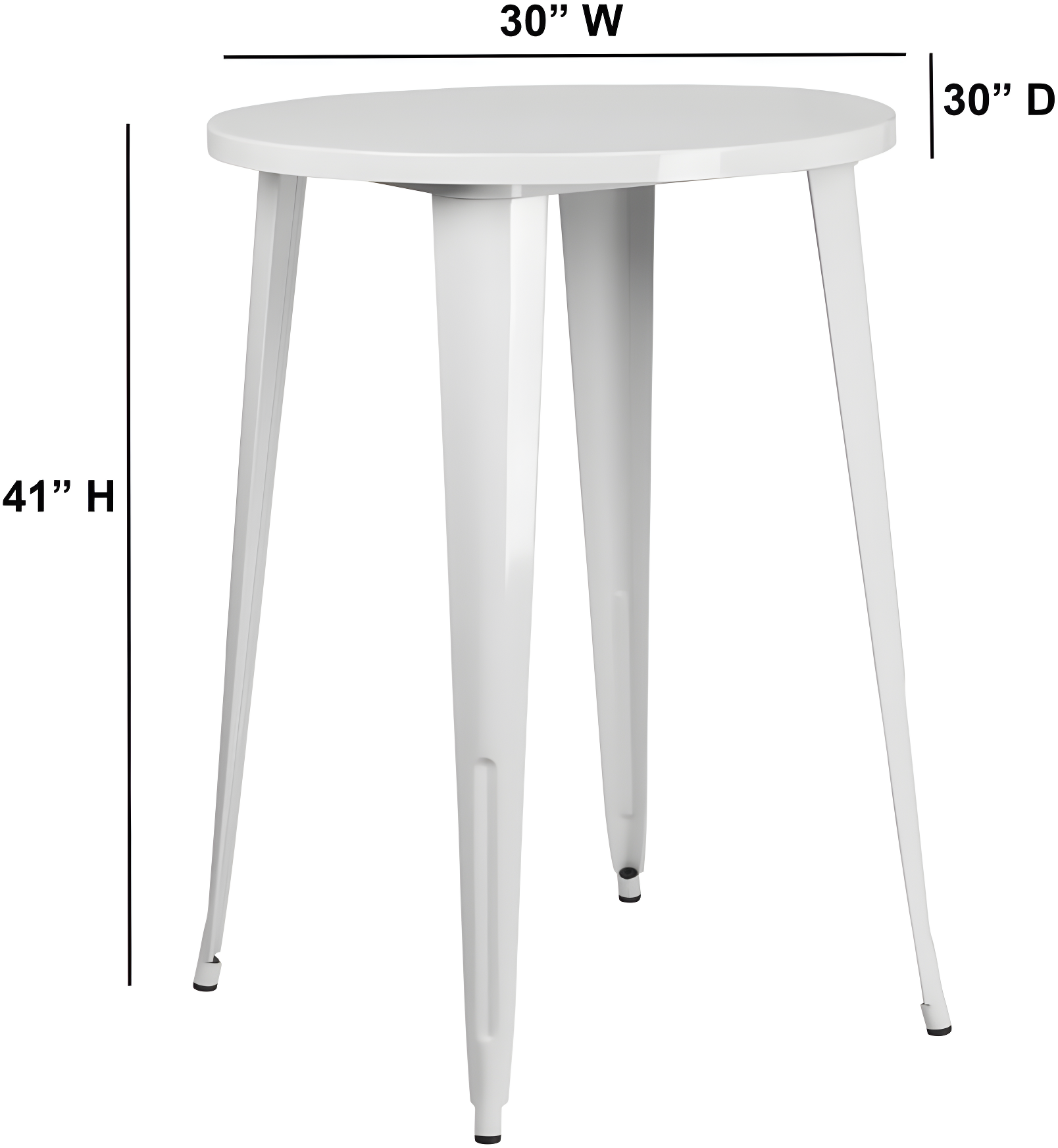 Flash Furniture Commercial Grade 30" Round White Metal Indoor-Outdoor Bar Height Table