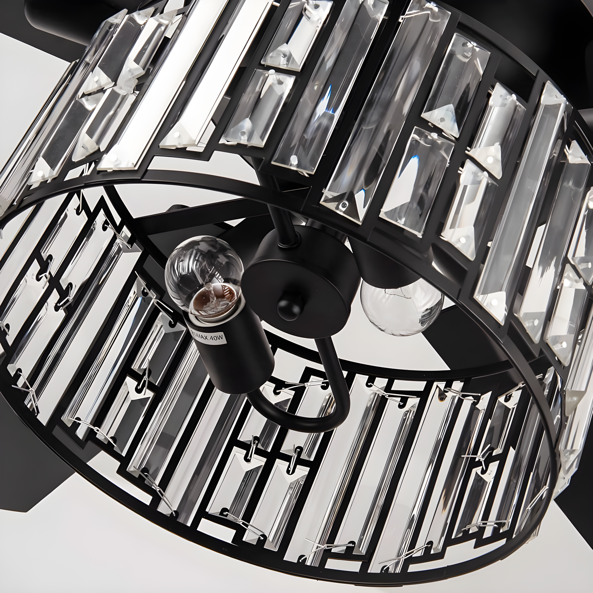 Parrot Uncle 52" Modern Black Crystal Ceiling Fan with Light and Remote
