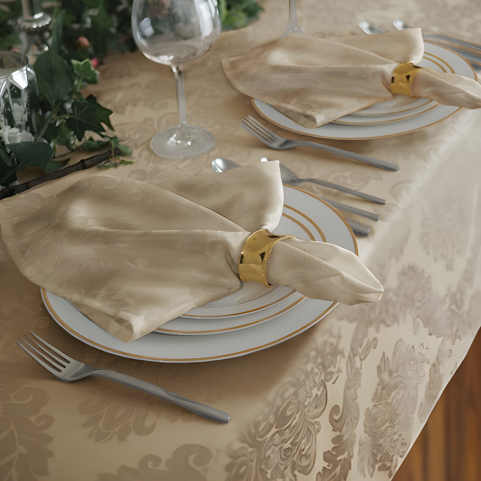 Ophelia & Co. Burchfield Solid Floral Jacquard Damask Polyester Tablecloth