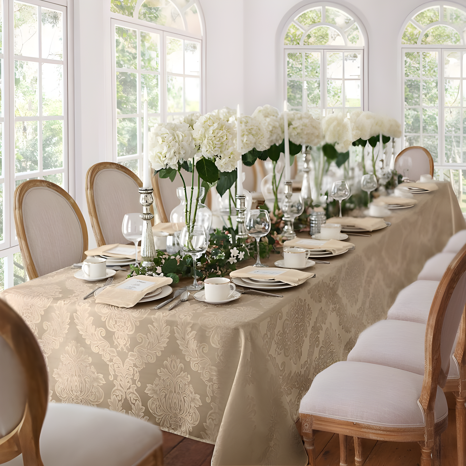Ophelia & Co. Burchfield Solid Floral Jacquard Damask Polyester Tablecloth
