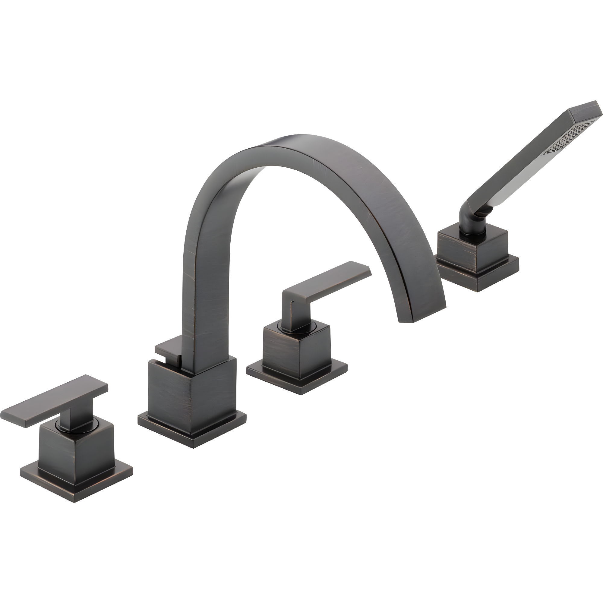 Vero Double Handle Deck Mounted Roman Tub Faucet with Handshower
