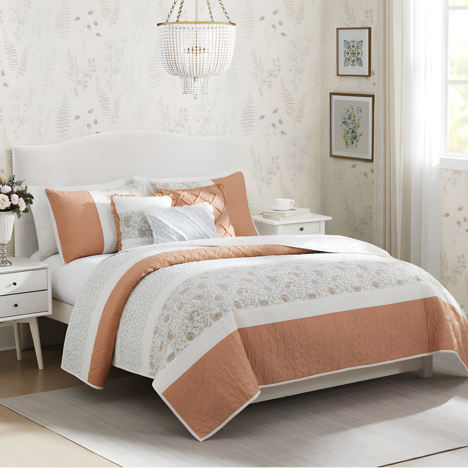 Madison Park Dawn 6 Piece Cotton Percale Quilt Set with Throw Pillows