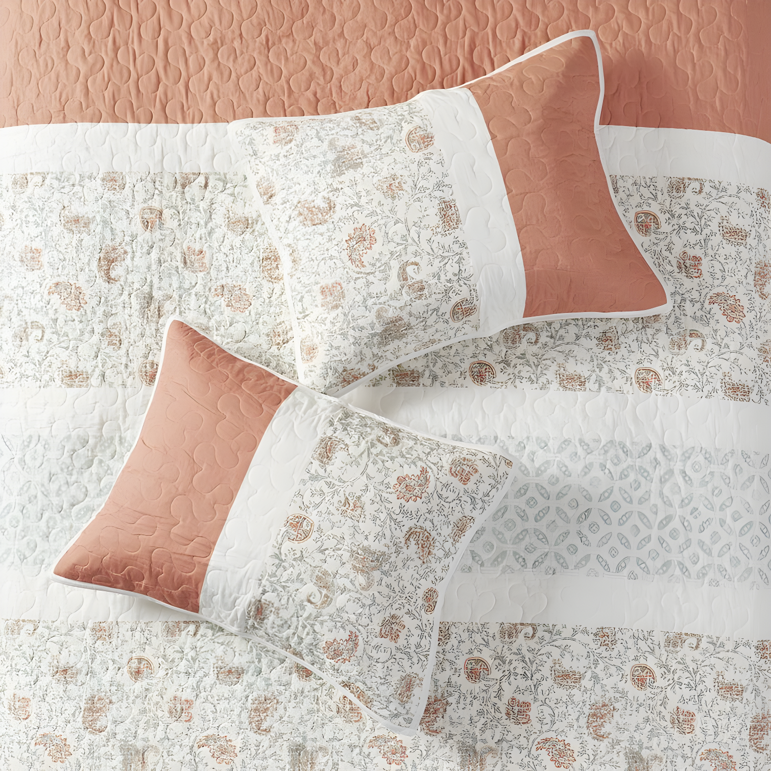 Madison Park Dawn 6 Piece Cotton Percale Quilt Set with Throw Pillows