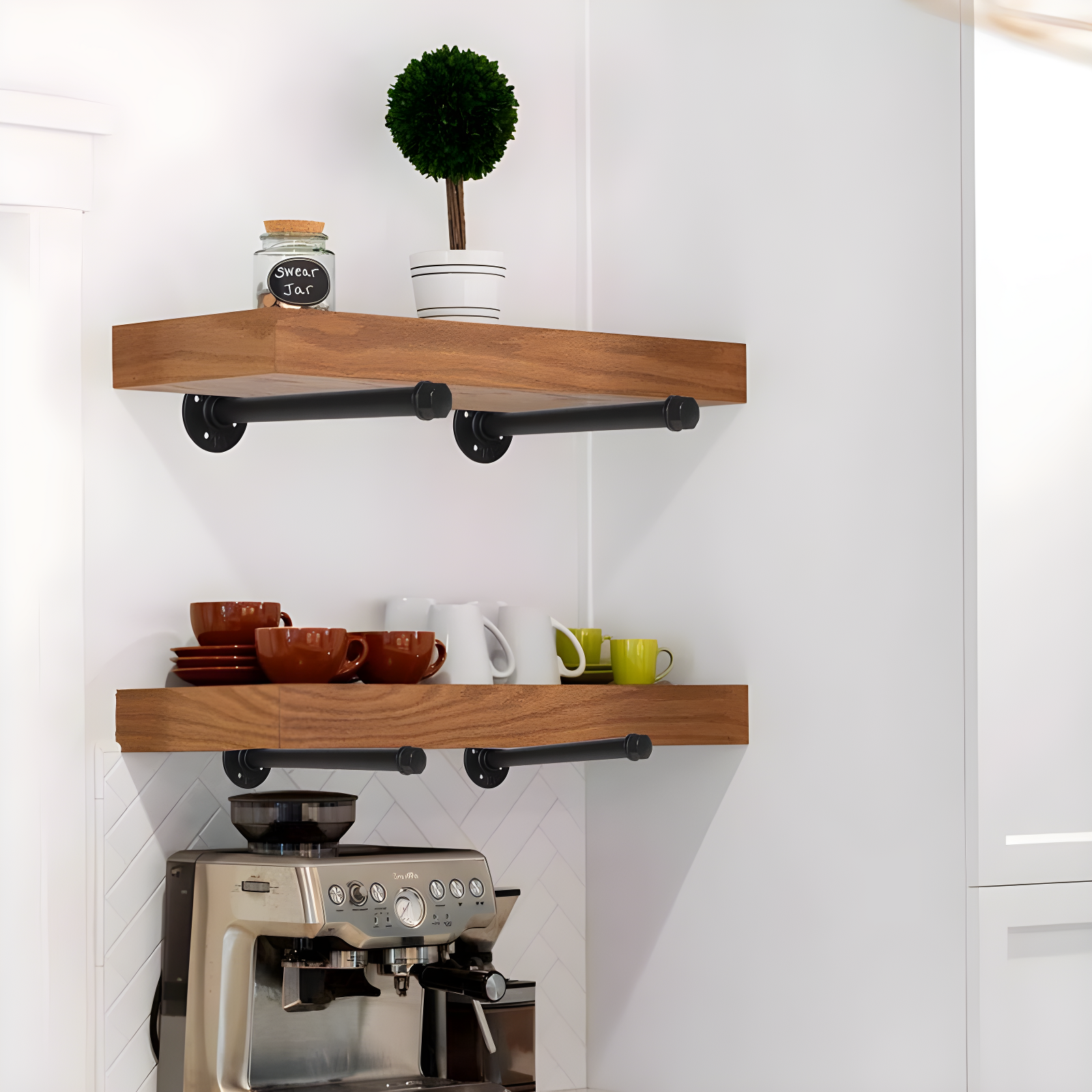 Trent Austin Design® 6 Pcs Industrial Pipe Clothes Bar 10 Inch - Wall Mount Clothing Rack - Face Out Closet Rods