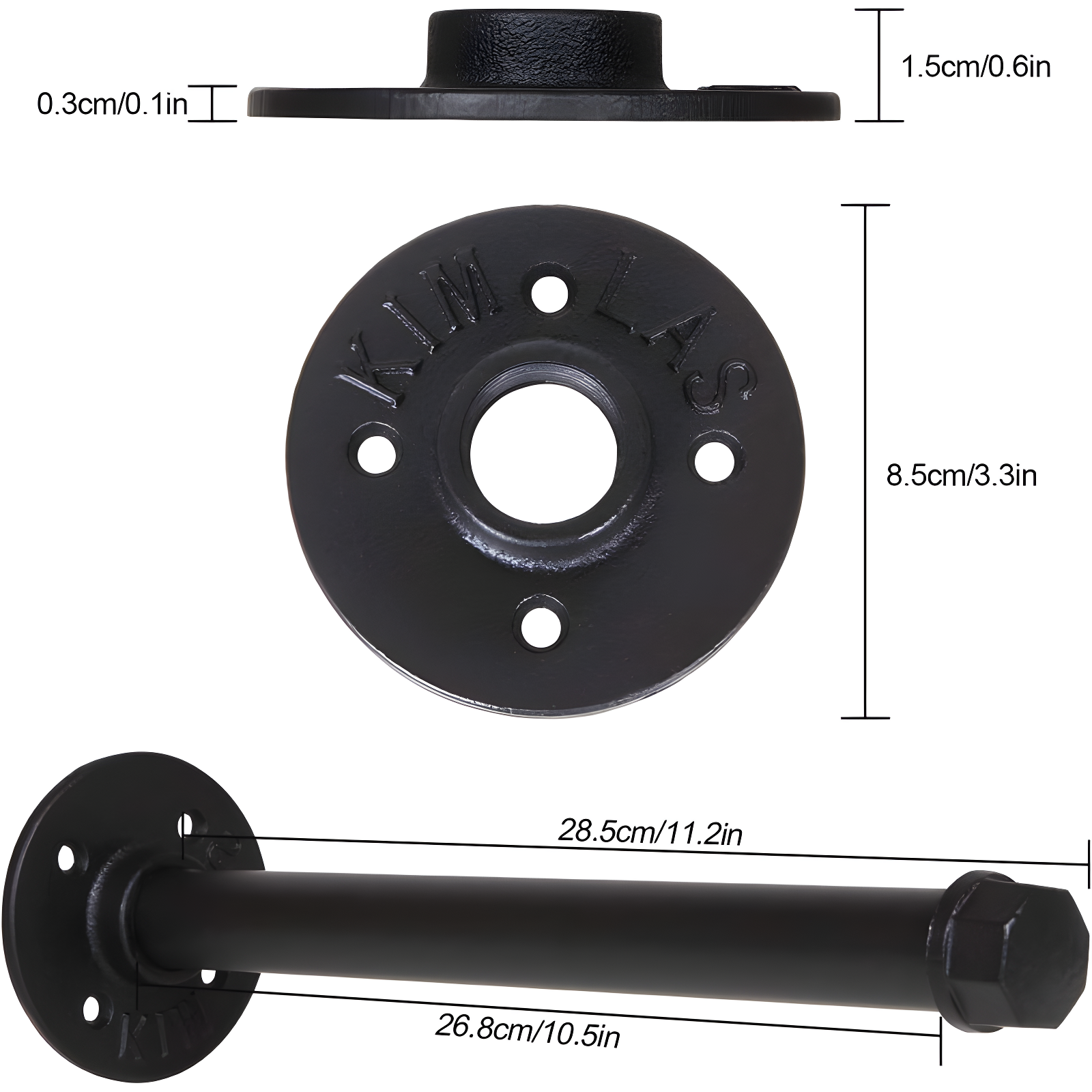 Trent Austin Design® 6 Pcs Industrial Pipe Clothes Bar 10 Inch - Wall Mount Clothing Rack - Face Out Closet Rods