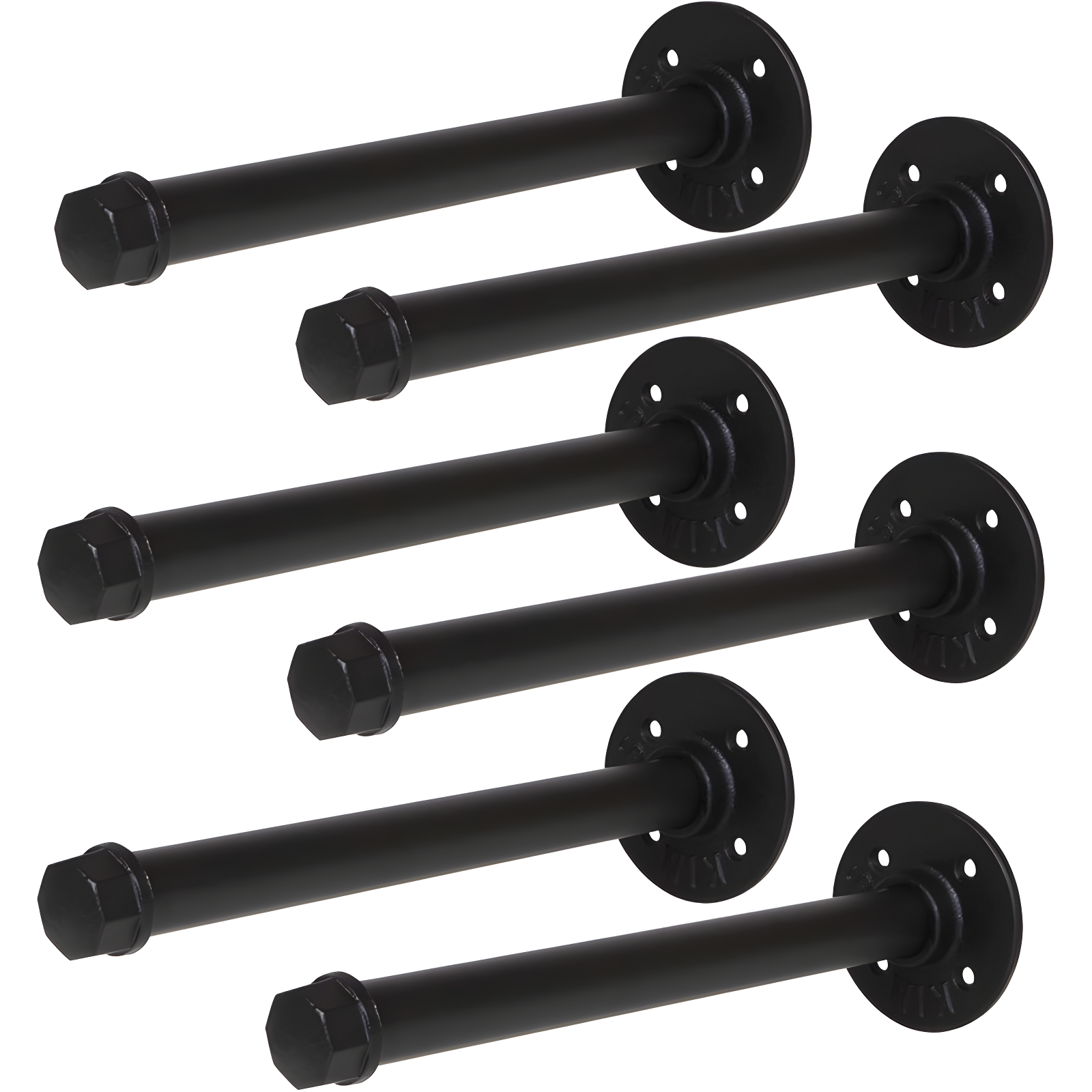 Trent Austin Design® 6 Pcs Industrial Pipe Clothes Bar 10 Inch - Wall Mount Clothing Rack - Face Out Closet Rods