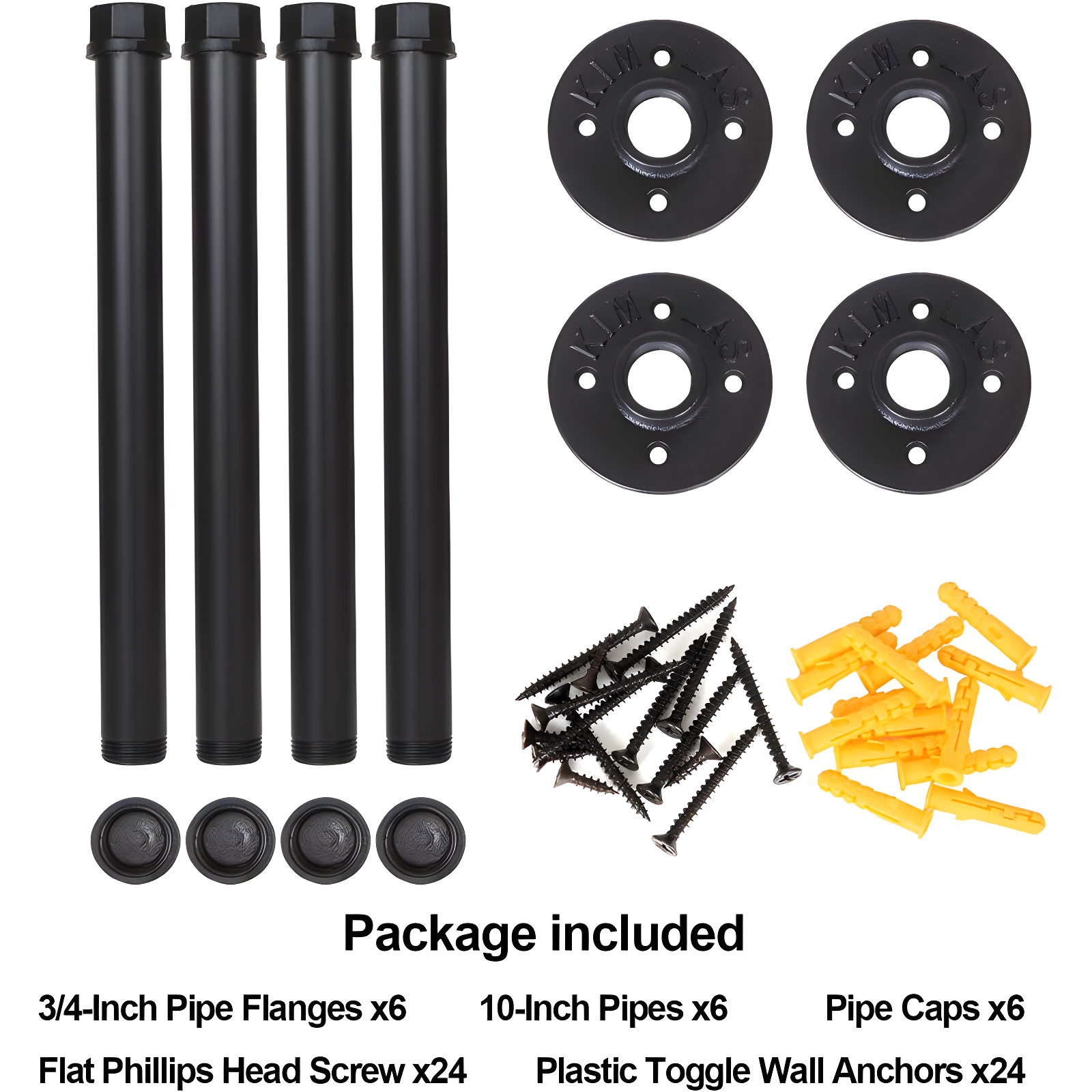 Trent Austin Design® 6 Pcs Industrial Pipe Clothes Bar 10 Inch - Wall Mount Clothing Rack - Face Out Closet Rods