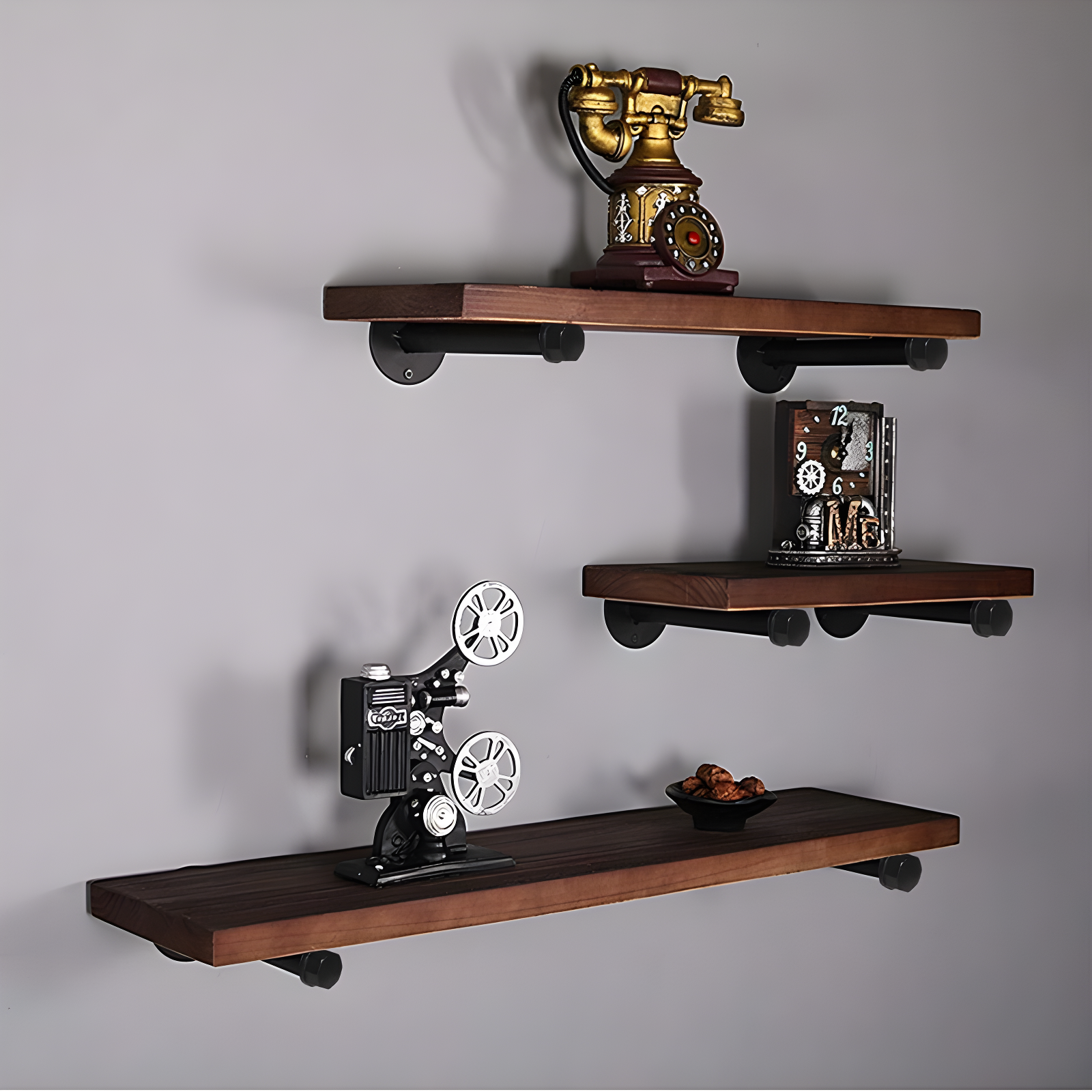 Trent Austin Design® 6 Pcs Industrial Pipe Clothes Bar 10 Inch - Wall Mount Clothing Rack - Face Out Closet Rods