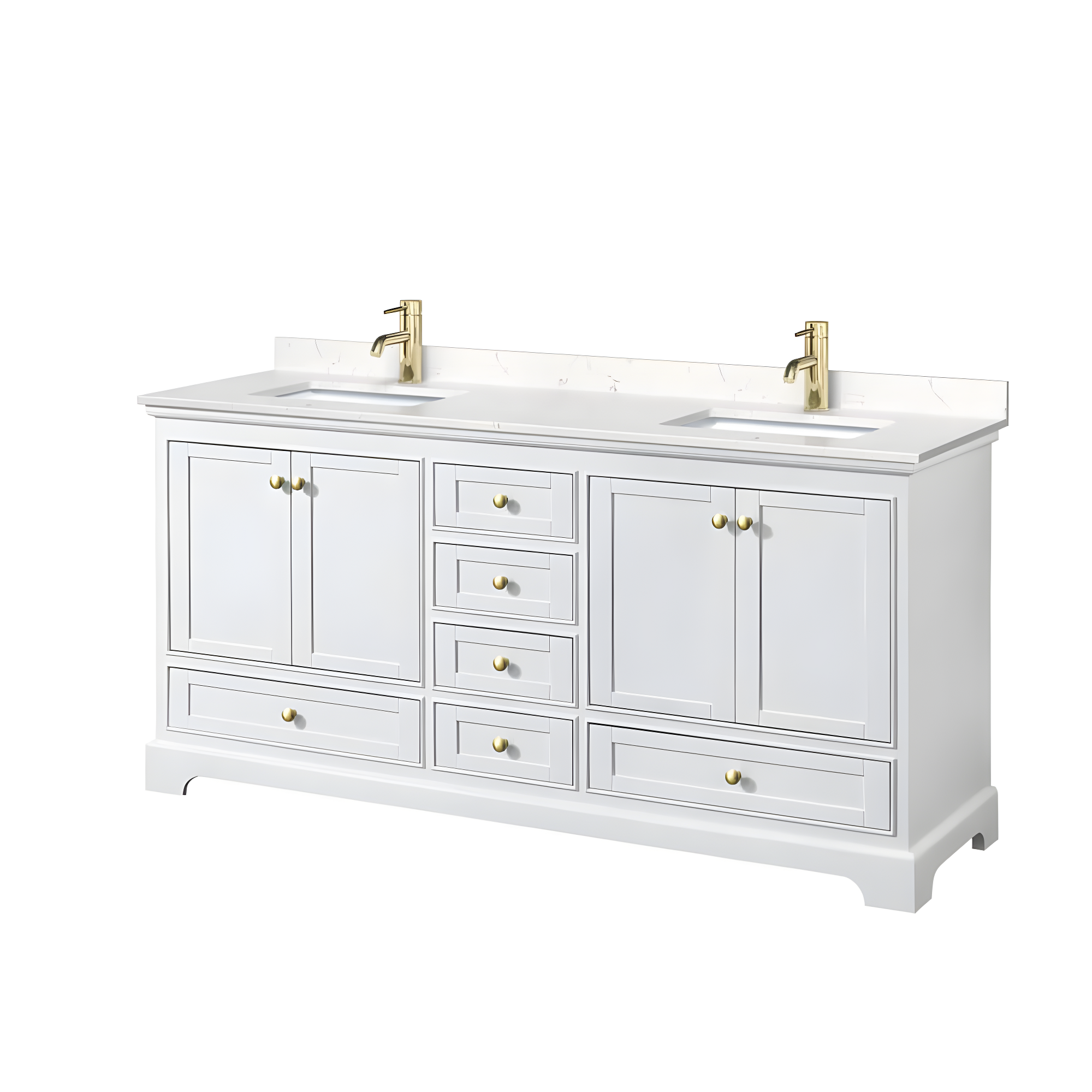 Wyndham Collection Deborah 72'' Double Bathroom Vanity with Marble Top