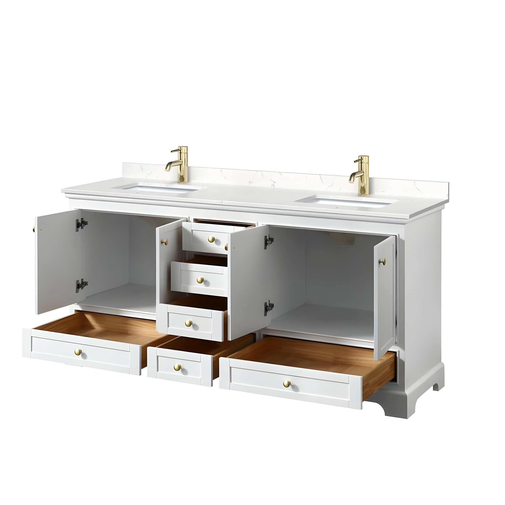 Wyndham Collection Deborah 72'' Double Bathroom Vanity with Marble Top