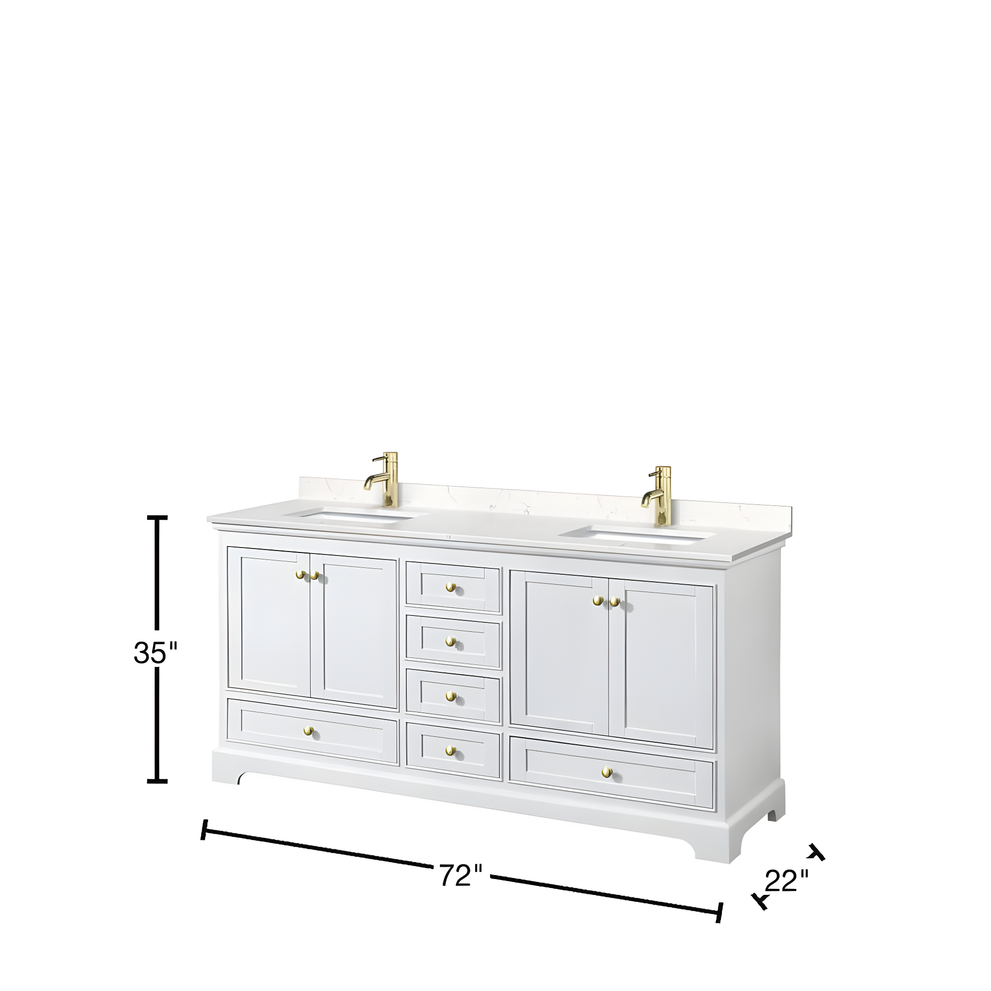 Wyndham Collection Deborah 72'' Double Bathroom Vanity with Marble Top