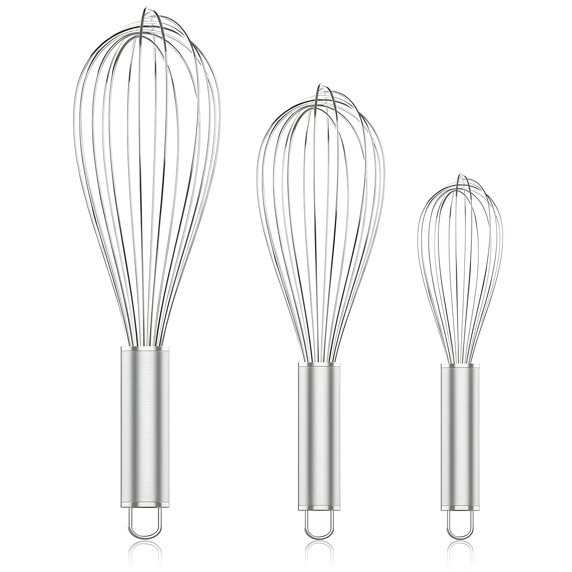3Pcs 304 Stainless Steel Whisk Set, Professional Balloon Whisks for Kitchen Cooking, Perfect For Blending, Whisking, Baking, Beating, (8" +10"+ 12")