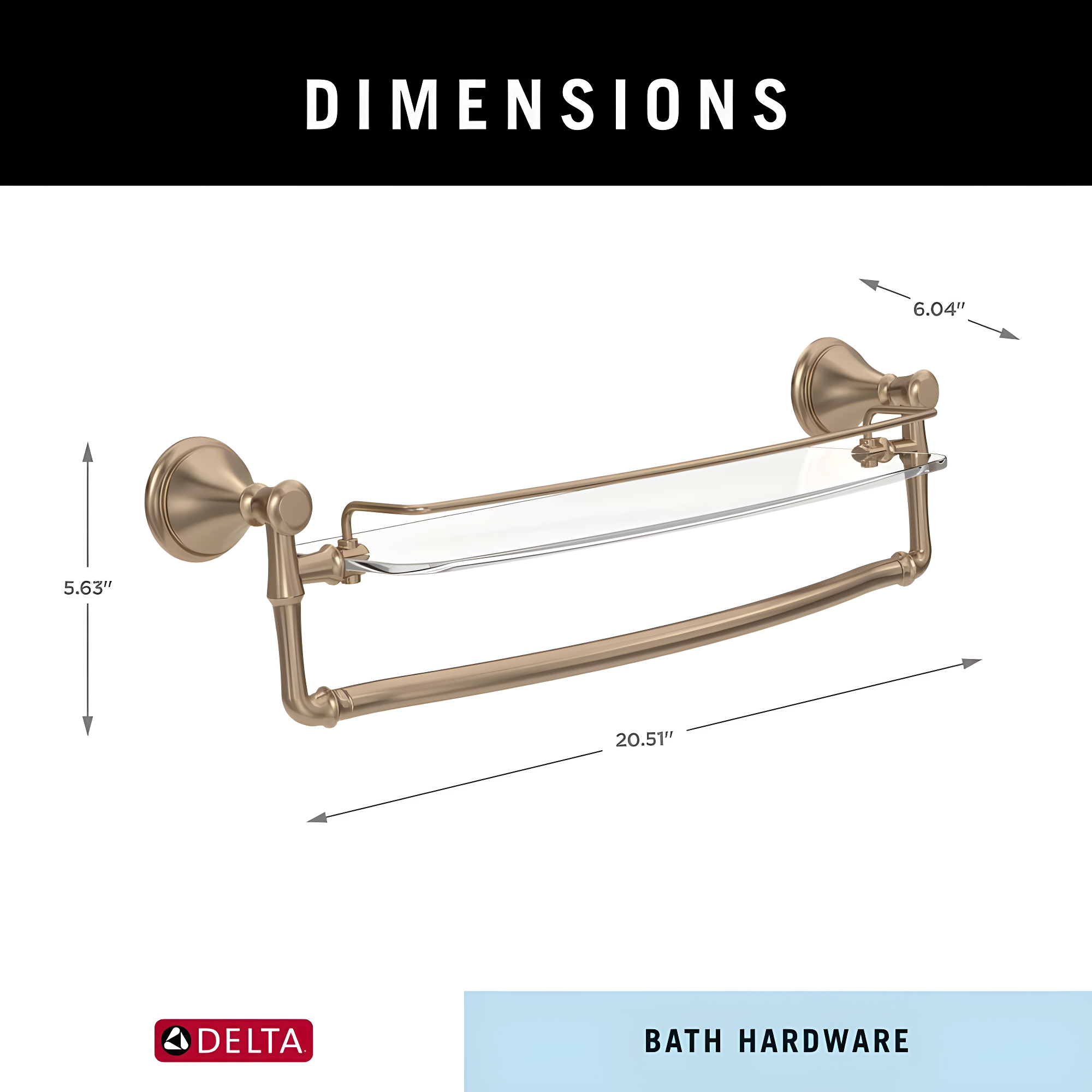 Delta Cassidy 18 in. Glass Shelf with Towel Bar