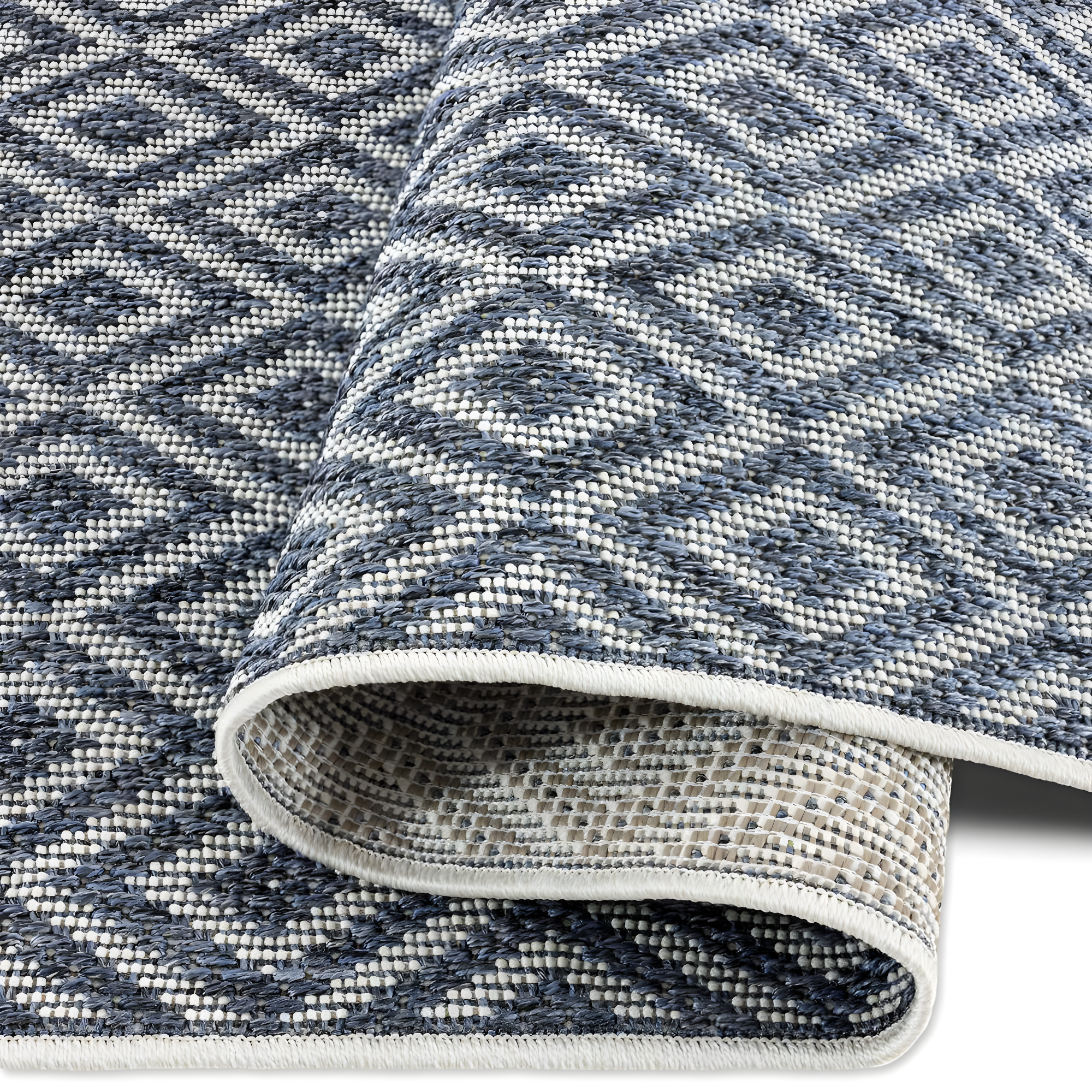 7'10" x 10'2" Tripoli Lydia Indoor/Outdoor Rug Denim/Cream - Home Dynamix: UV & Stain Resistant, Woven