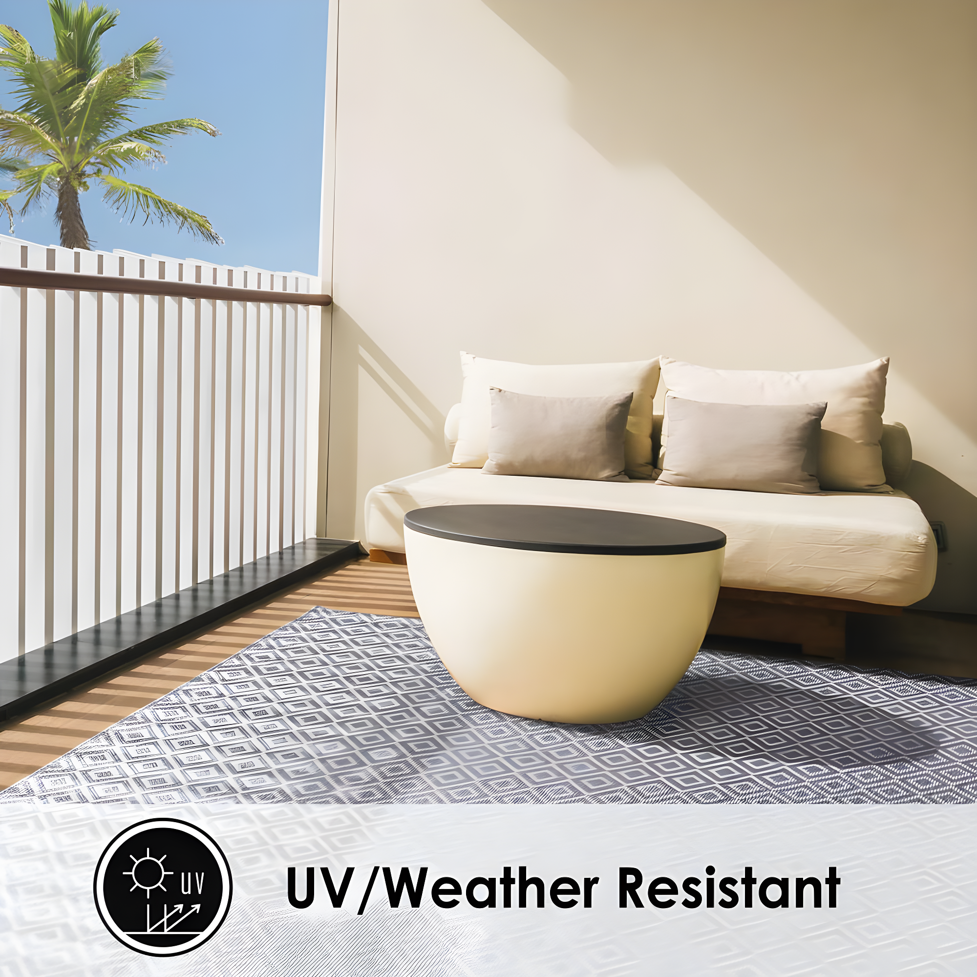7'10" x 10'2" Tripoli Lydia Indoor/Outdoor Rug Denim/Cream - Home Dynamix: UV & Stain Resistant, Woven