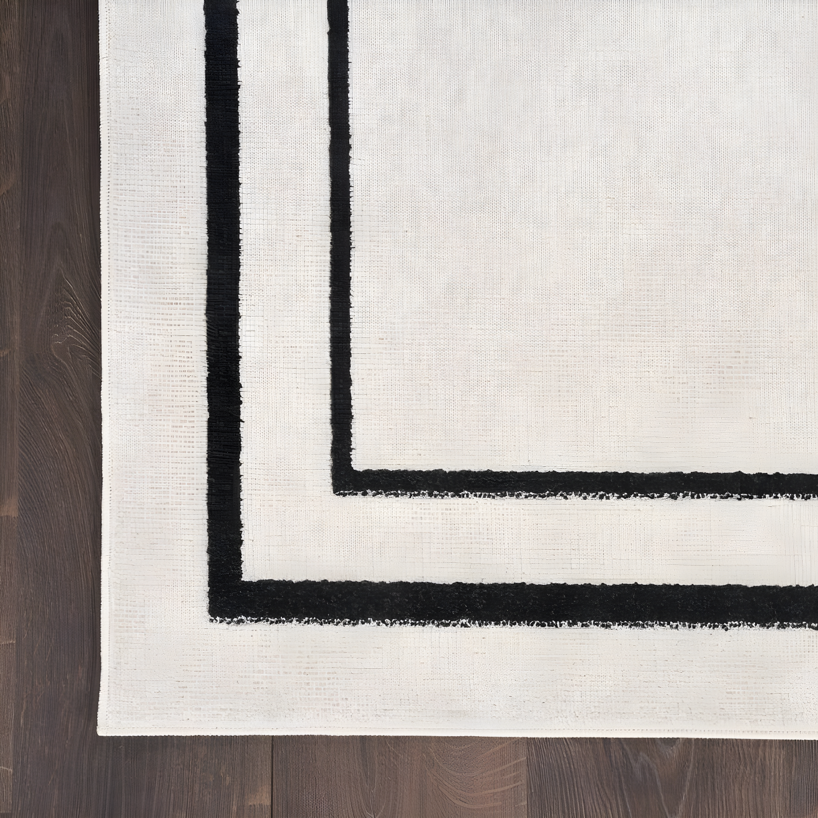Nourison Essentials 2' x 4' Ivory/Black Contemporary Indoor/Outdoor Rug