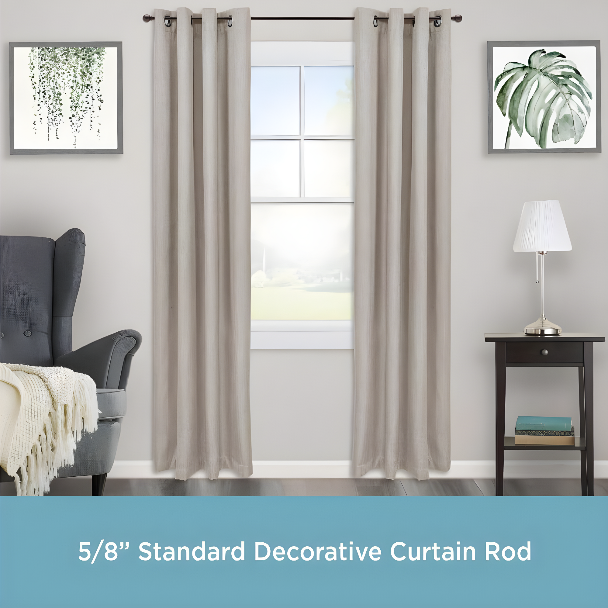Kenney® Chelsea 5/8" Standard Decorative Window Curtain Rod, 28-48", Weathered Brown