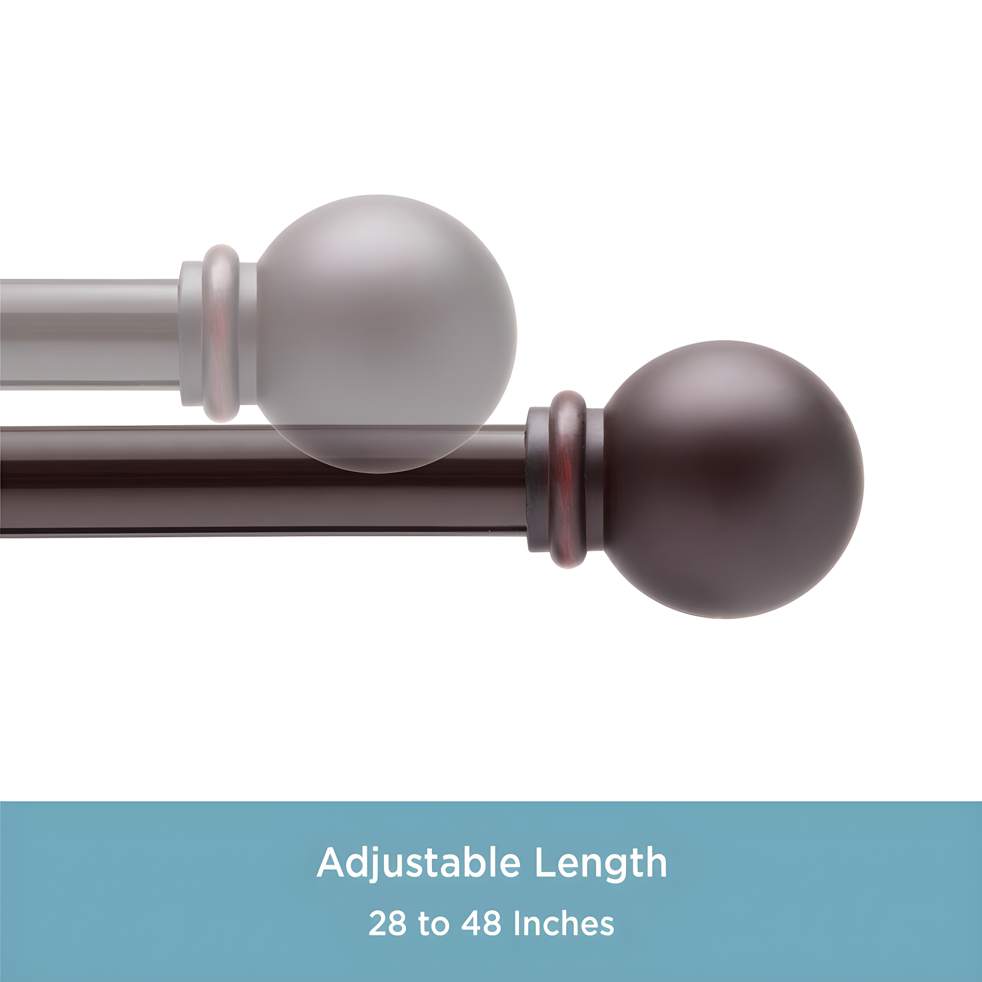 Kenney® Chelsea 5/8" Standard Decorative Window Curtain Rod, 28-48", Weathered Brown