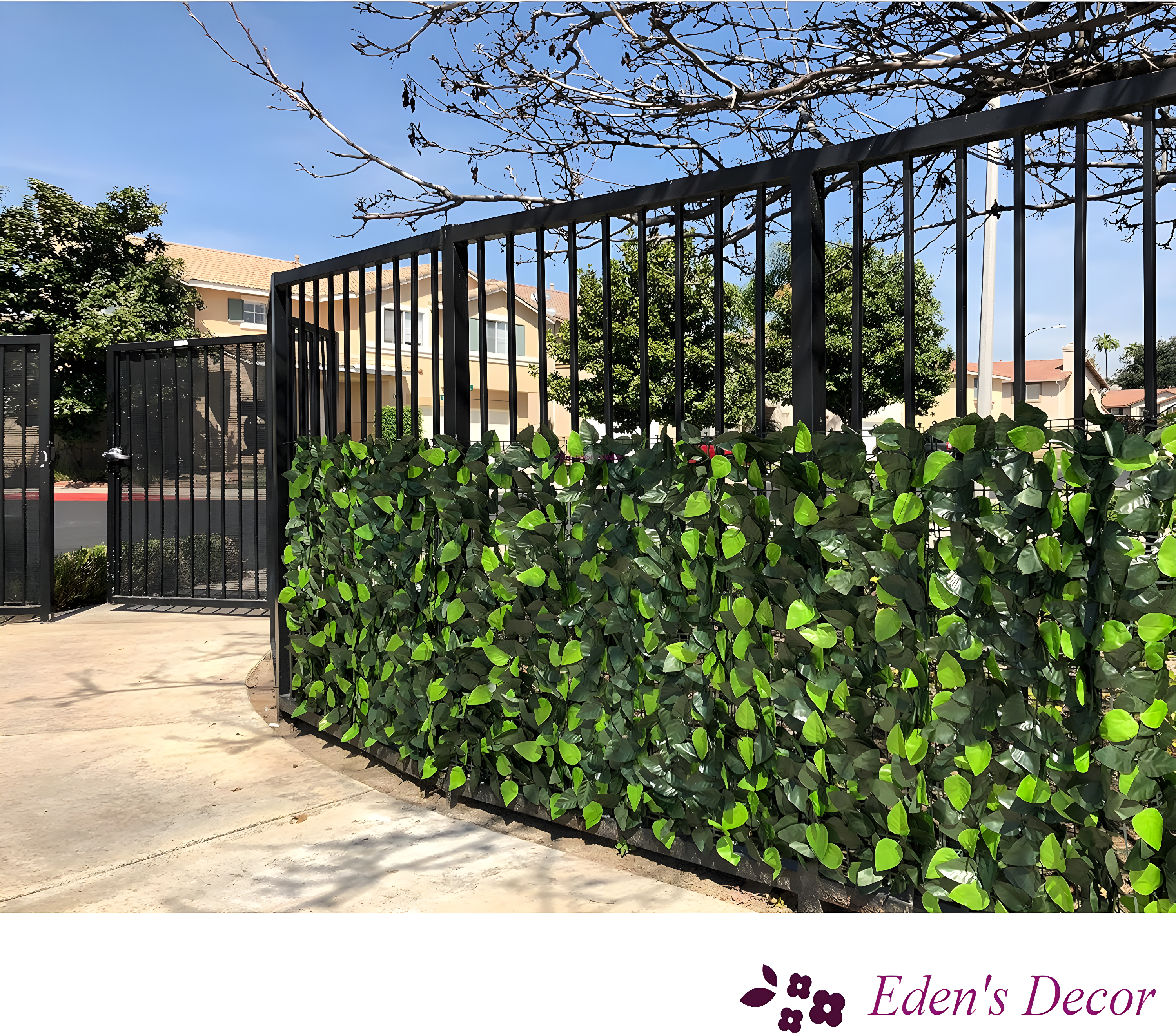Eden's Decor Artificial Ivy Privacy Fence Screen 120"X40", Artificial Hedges Fence and Faux Ivy Vine Forest-Color/Mint Green Leaves Decoration for Outdoor Decor, Garden, Yard, Porch, Patio
