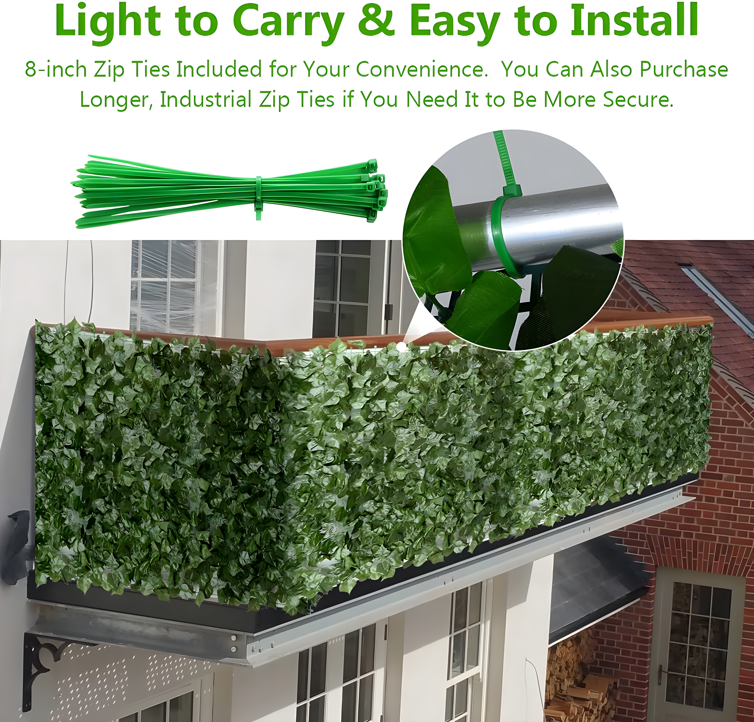 Eden's Decor Artificial Ivy Privacy Fence Screen 120"X40", Artificial Hedges Fence and Faux Ivy Vine Forest-Color/Mint Green Leaves Decoration for Outdoor Decor, Garden, Yard, Porch, Patio