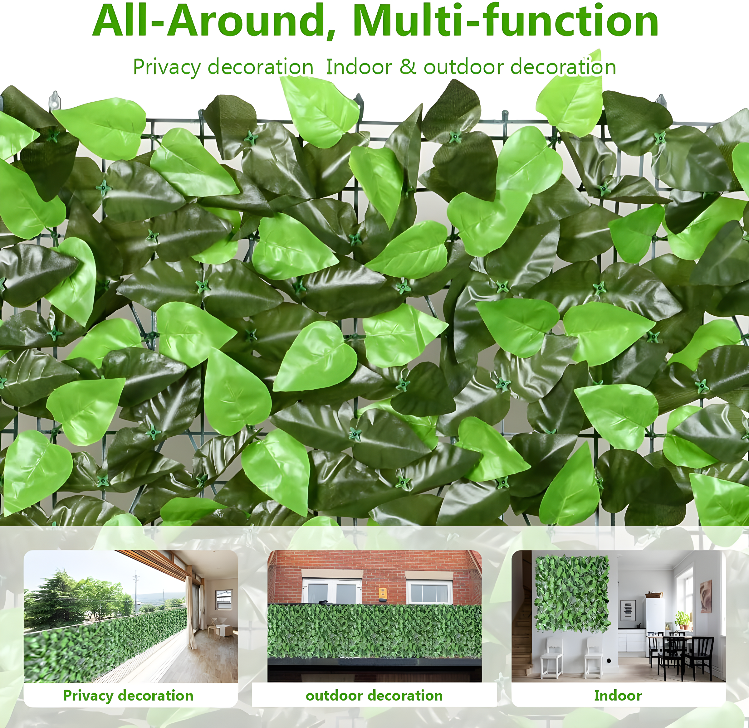 Eden's Decor Artificial Ivy Privacy Fence Screen 120"X40", Artificial Hedges Fence and Faux Ivy Vine Forest-Color/Mint Green Leaves Decoration for Outdoor Decor, Garden, Yard, Porch, Patio