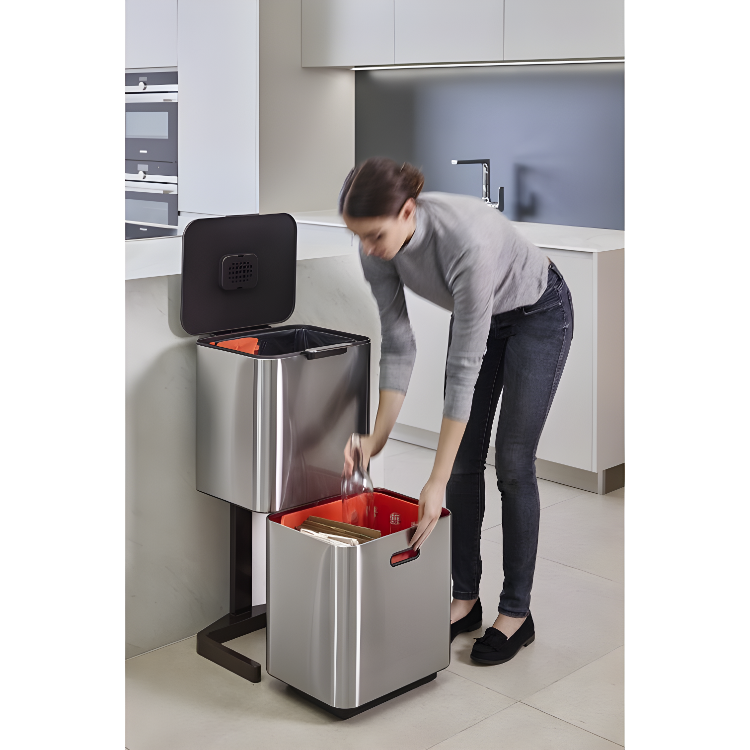 Joseph Joseph Totem Waste & Recycling Dual Kitchen Trash Can