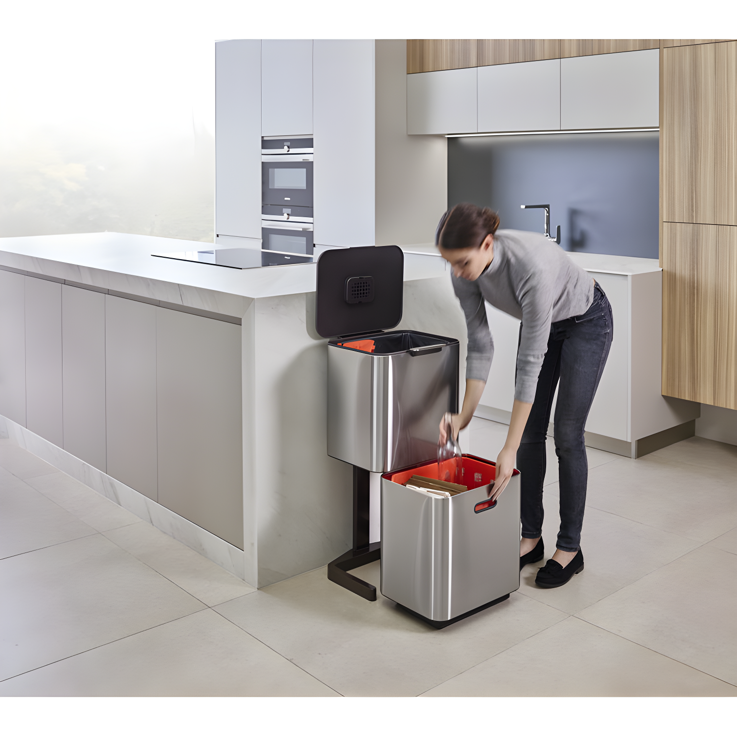 Joseph Joseph Totem Waste & Recycling Dual Kitchen Trash Can