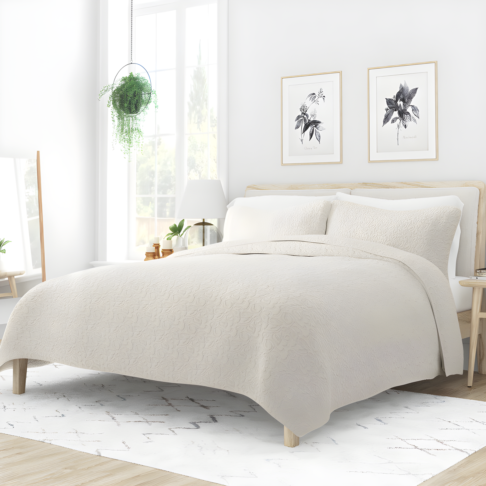 Becky Cameron Becky Cameron Elegant Floral Stitching Quilt Set