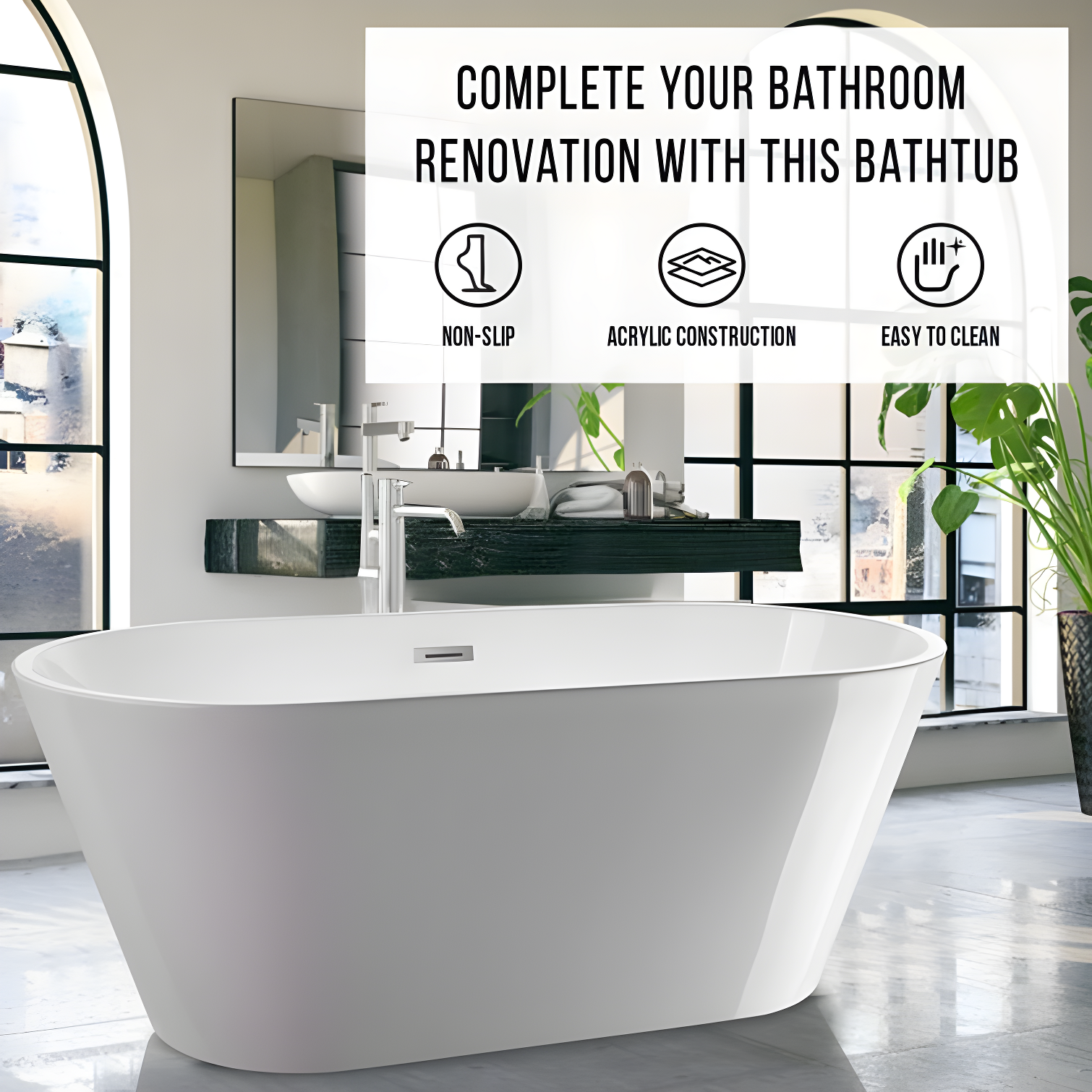 Chloe Freestanding Soaking Acrylic Bathtub