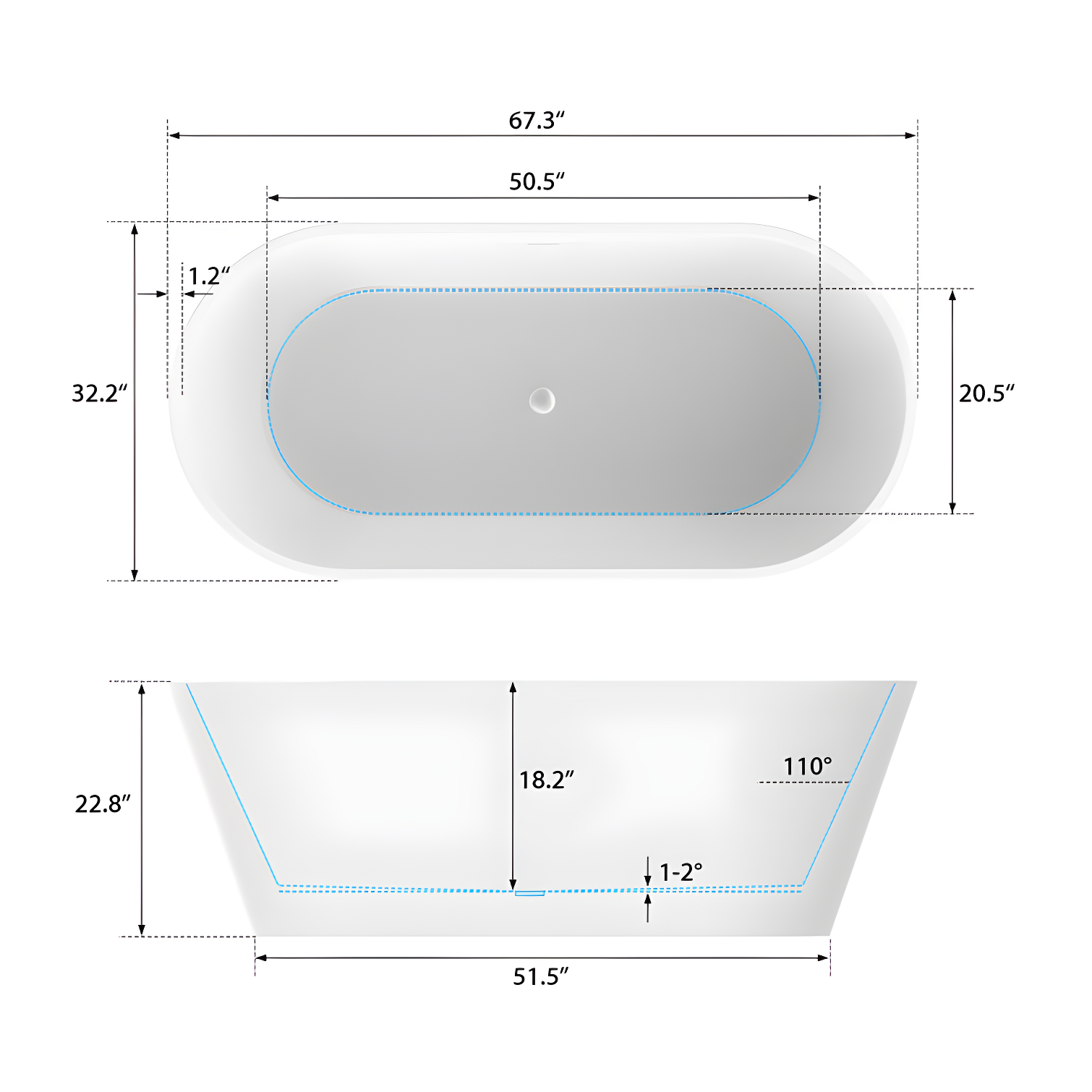Chloe Freestanding Soaking Acrylic Bathtub