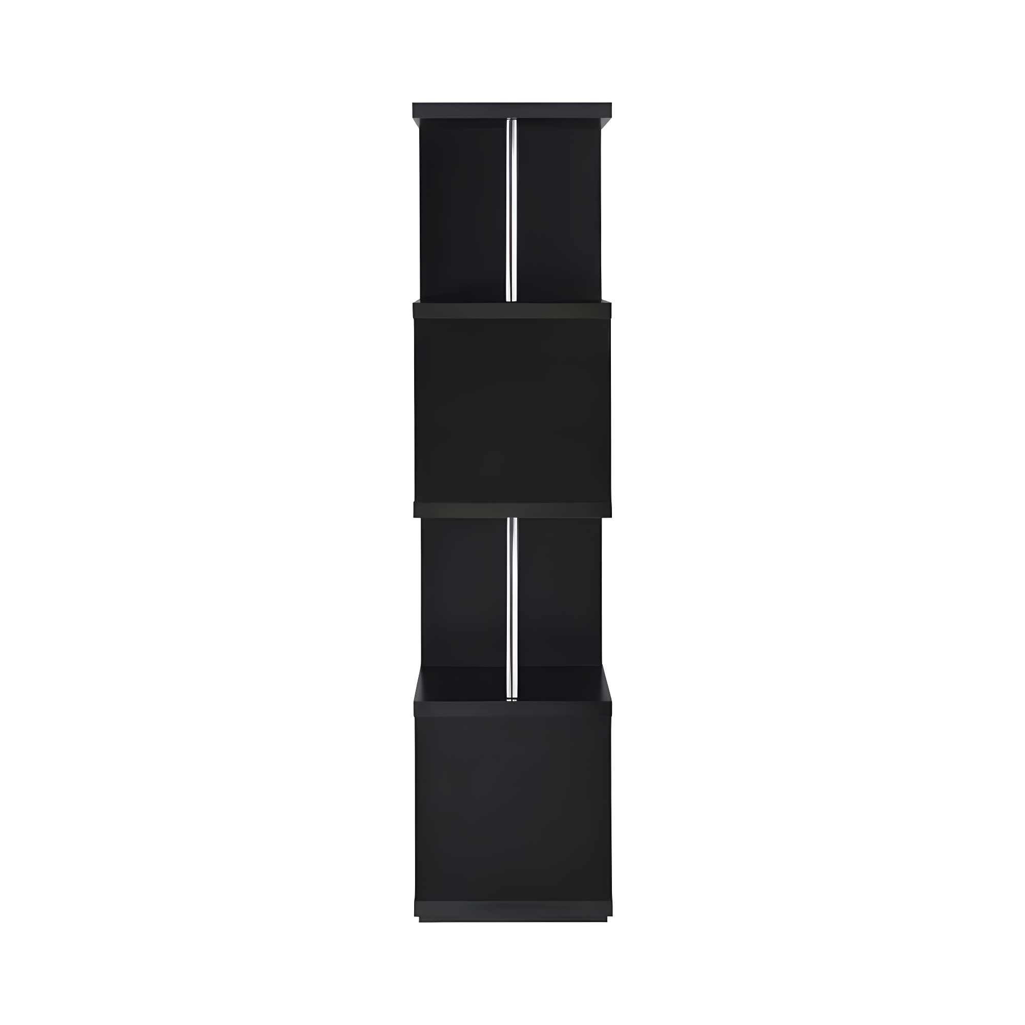 66.5" Baxter 4 Shelf Zig Zag Bookcase with Chrome Details Black - Coaster: Modern Storage Display