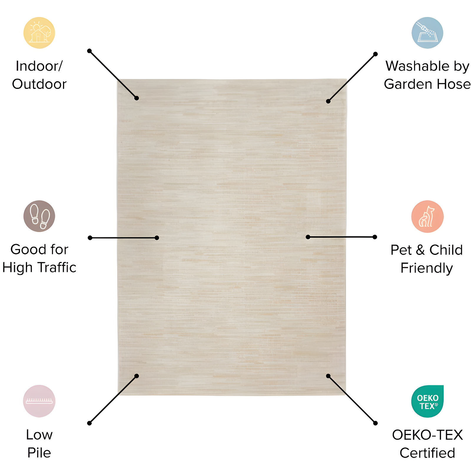 Nourison Essentials Easy Care Indoor Outdoor Area Rug - Ivory Beige 2'2" x 10'