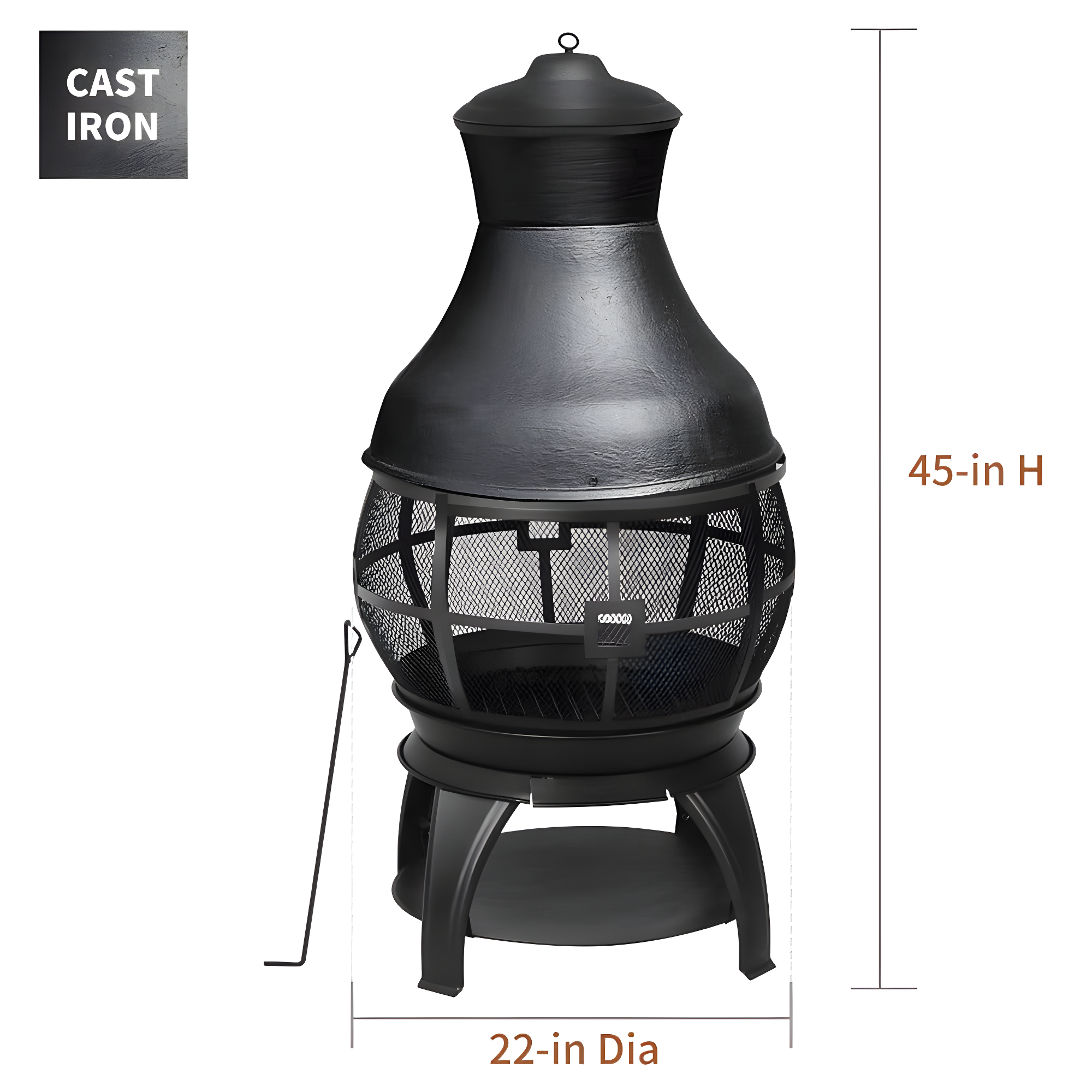 Heatmaxx Round Cast Iron Wood Burning Smokeless Chimnea